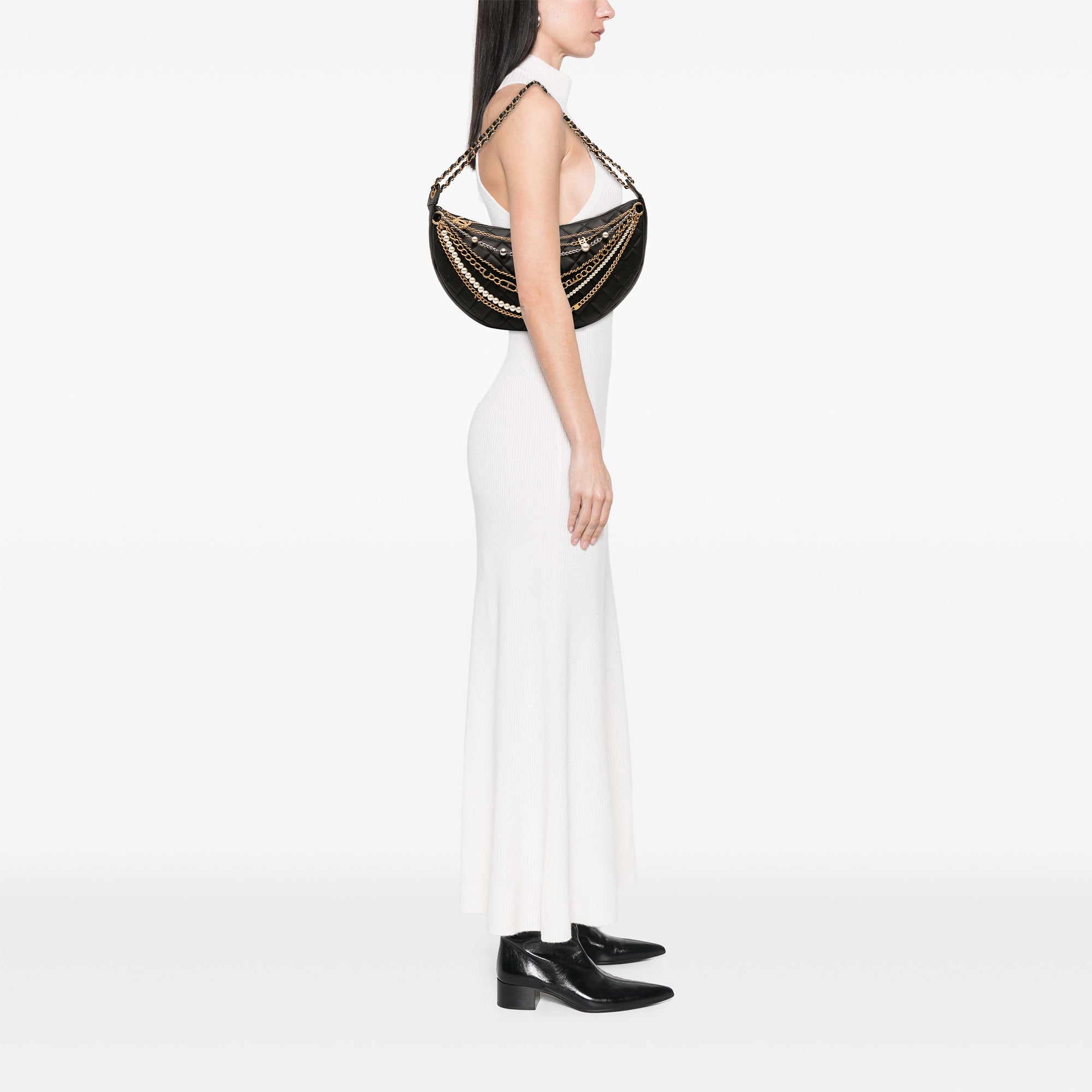 Chanel Quilted Lambskin All About Chains Hobo - image 10