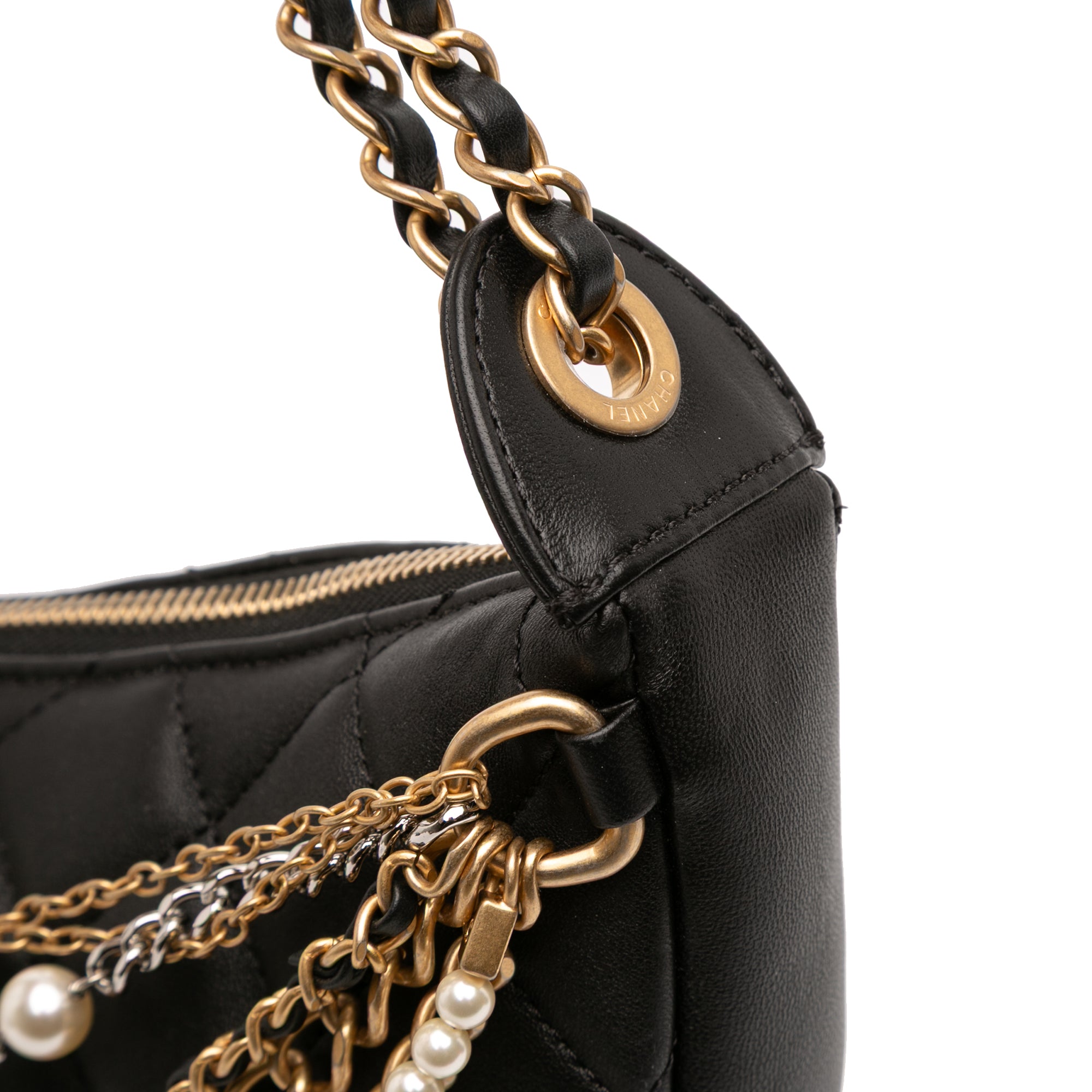Chanel Quilted Lambskin All About Chains Hobo - image 8