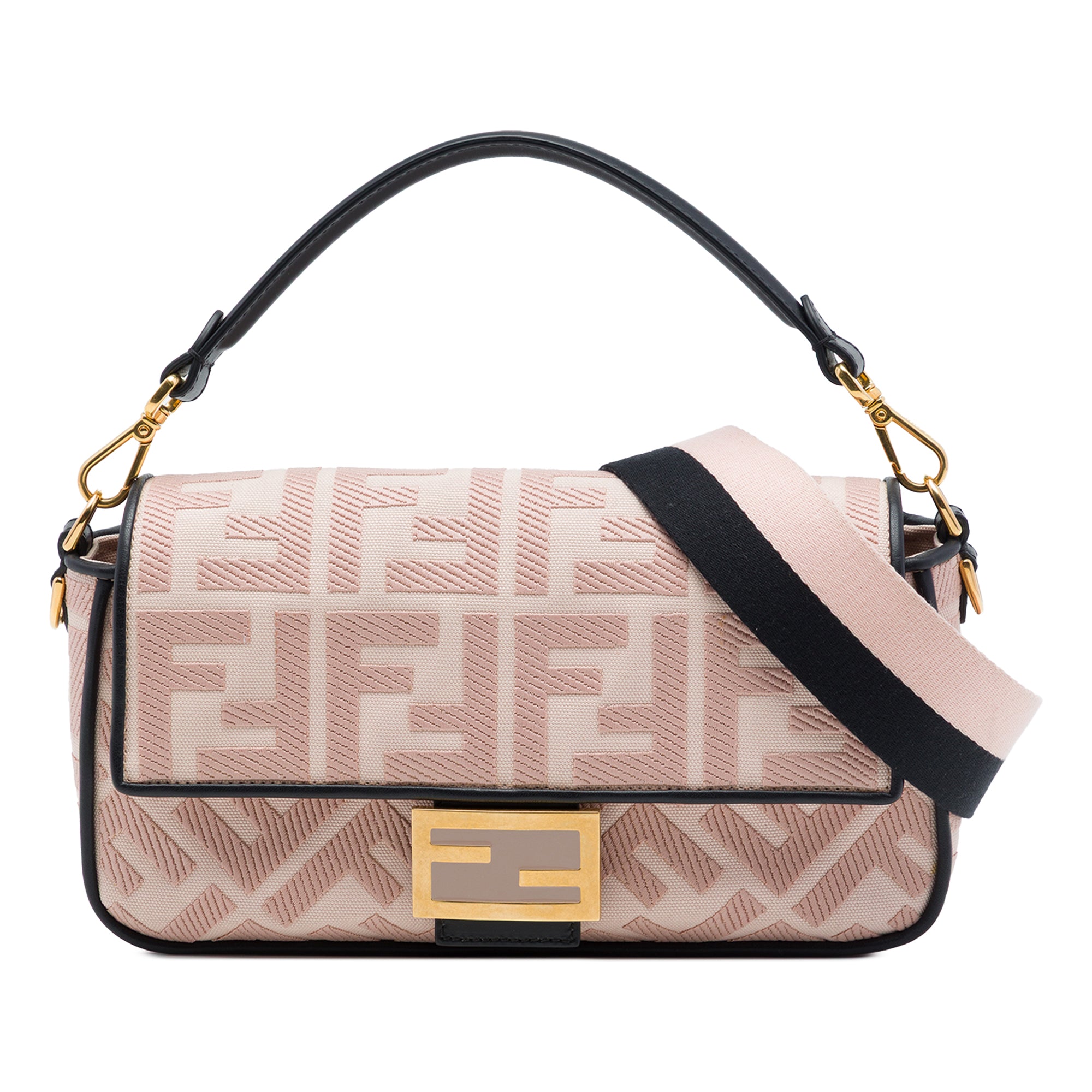 Fendi Zucca Embroidered Canvas Baguette Satchel - image 1
