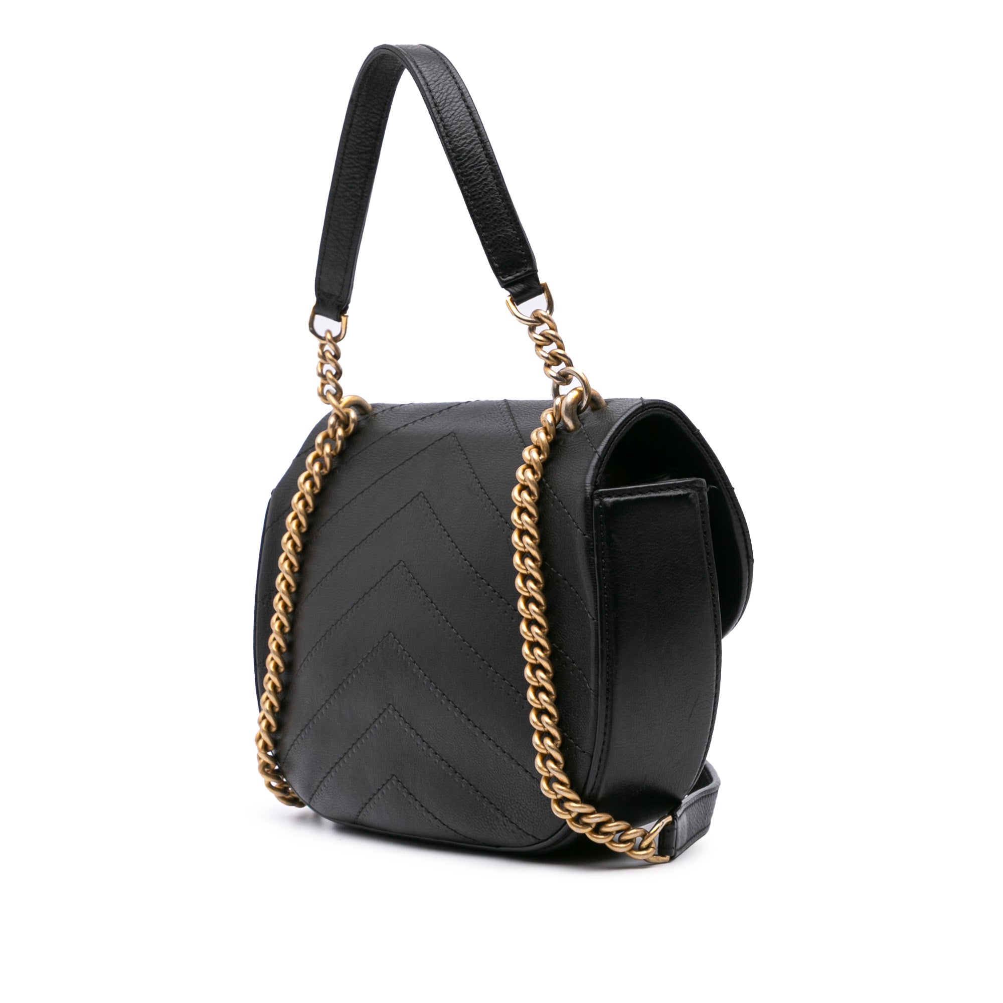 Chanel CC Chevron Lambskin Round Flap Satchel - image 2