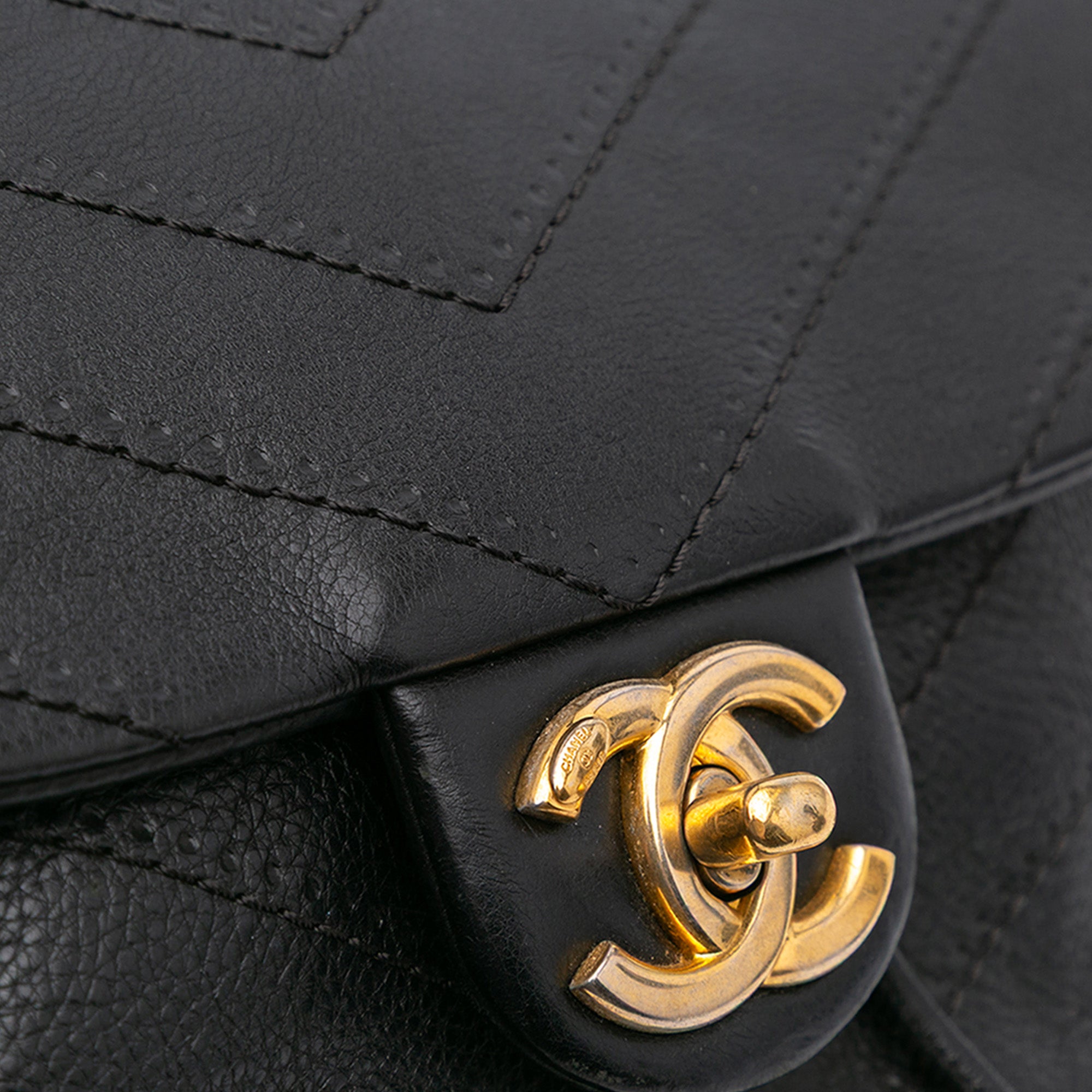 Chanel CC Chevron Lambskin Round Flap Satchel - image 8