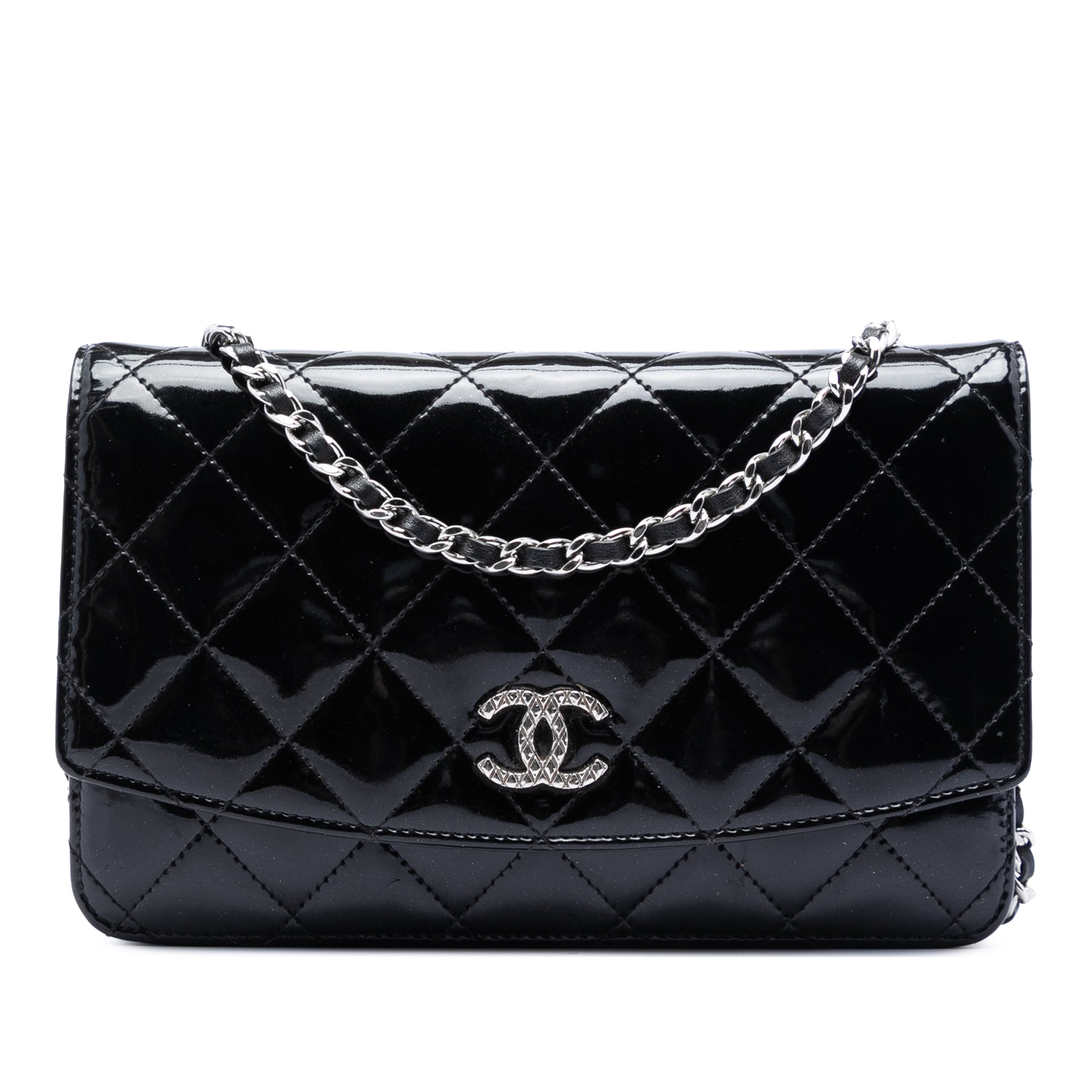 Chanel CC Quilted Patent Brilliant Wallet On Chain - image 1