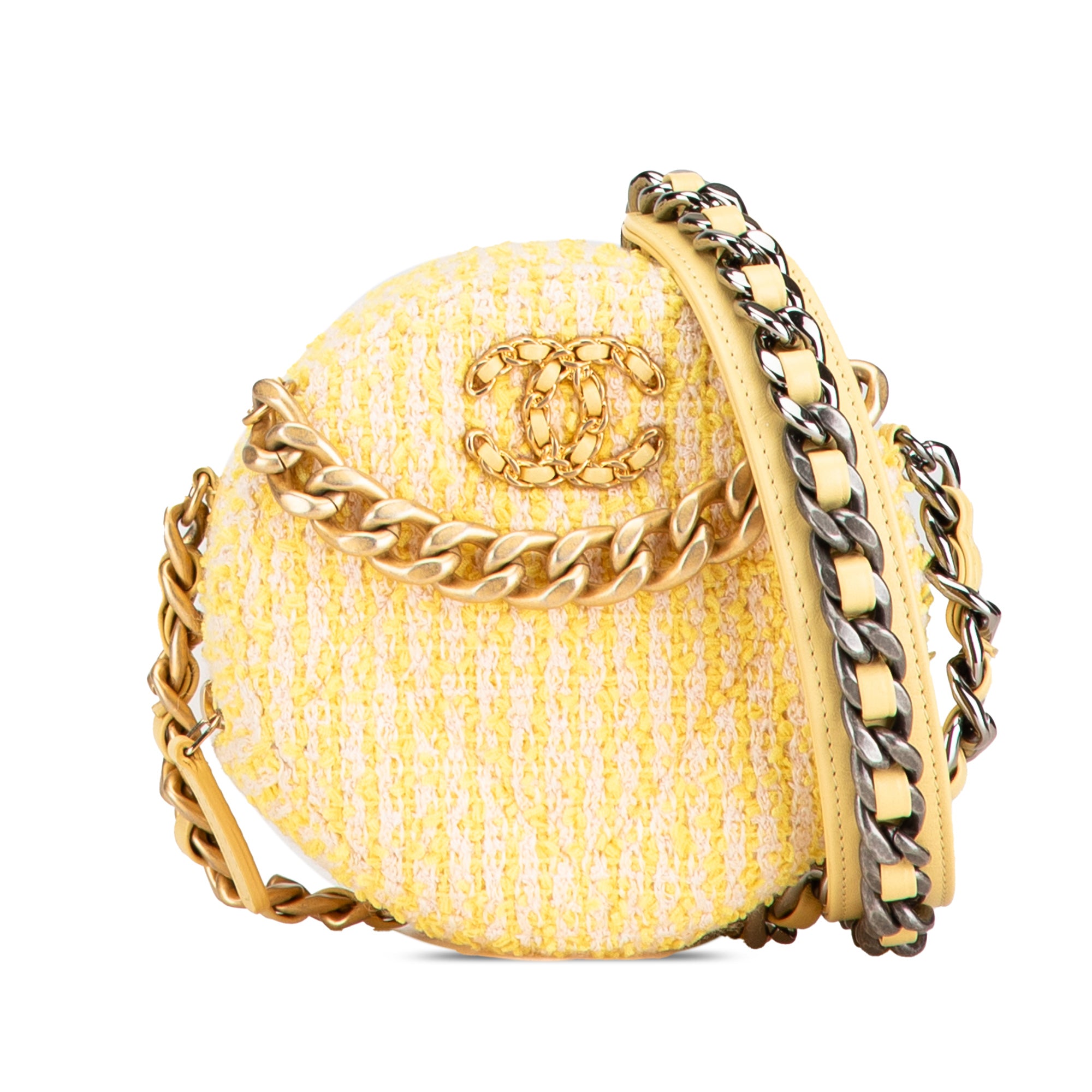 Chanel Tweed 19 Round Clutch with Chain - image 1