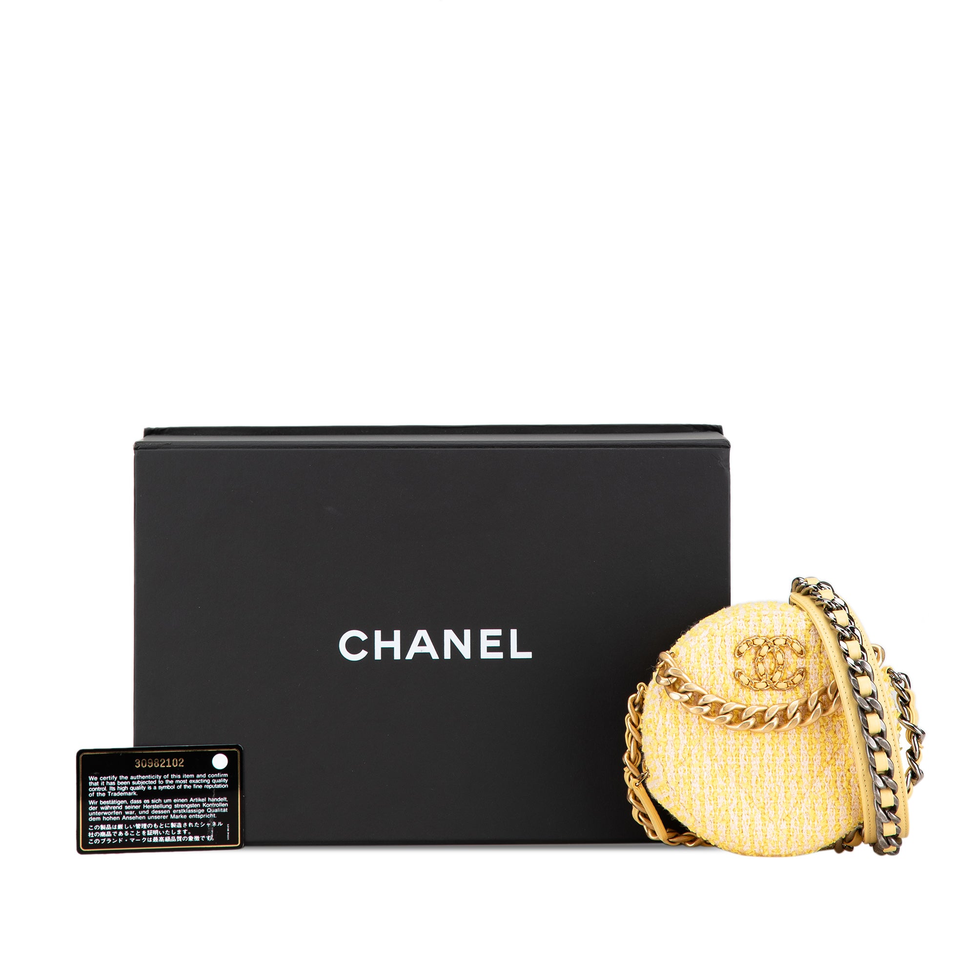 Chanel Tweed 19 Round Clutch with Chain - image 8