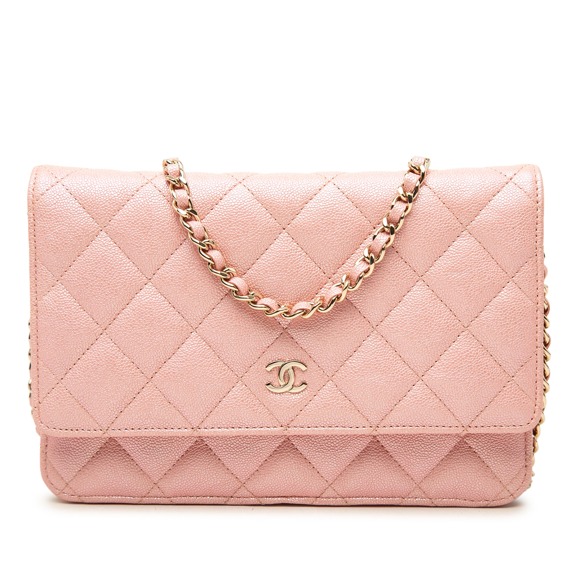 Chanel CC Quilted Iridescent Caviar Wallet on Chain - image 1