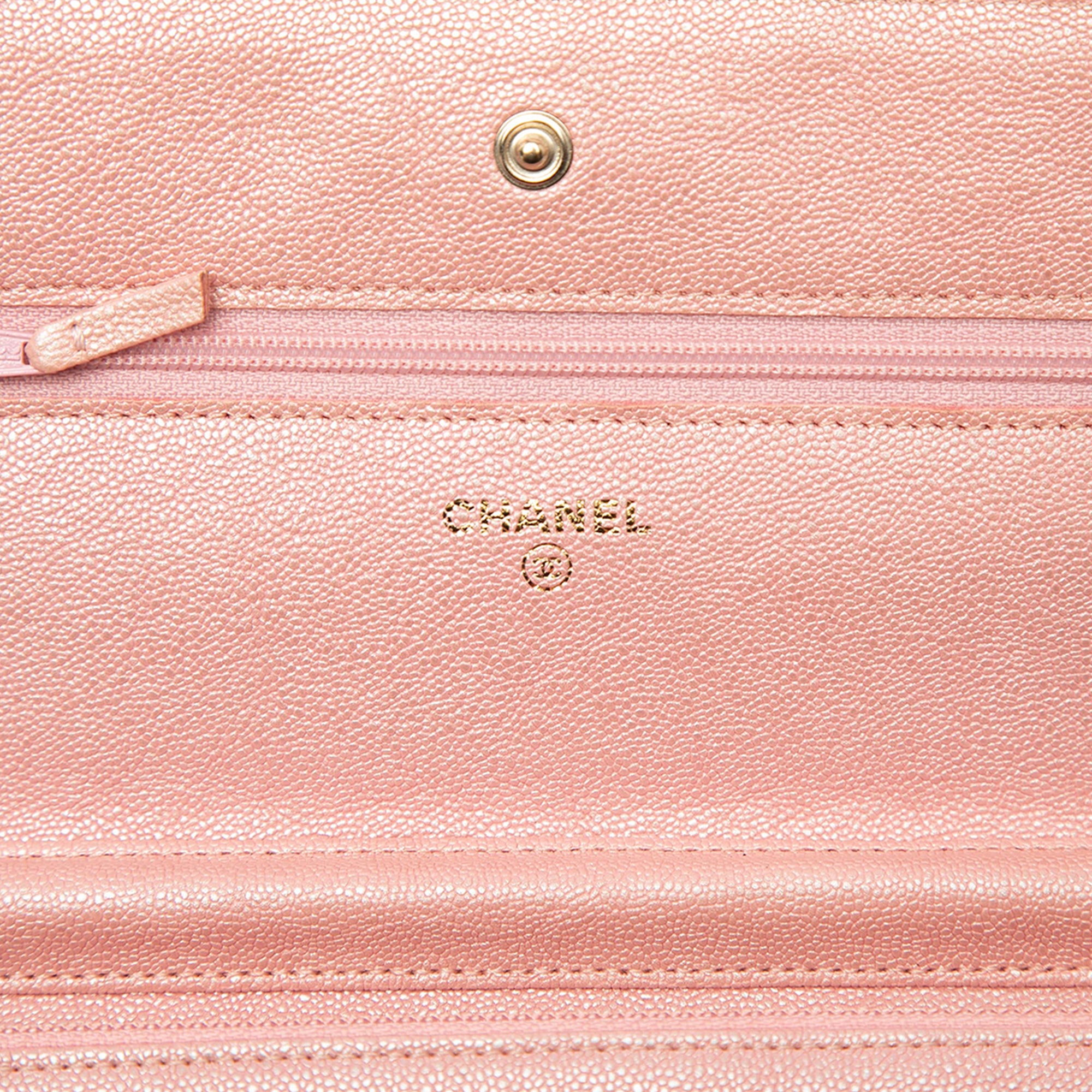 Chanel CC Quilted Iridescent Caviar Wallet on Chain - image 5