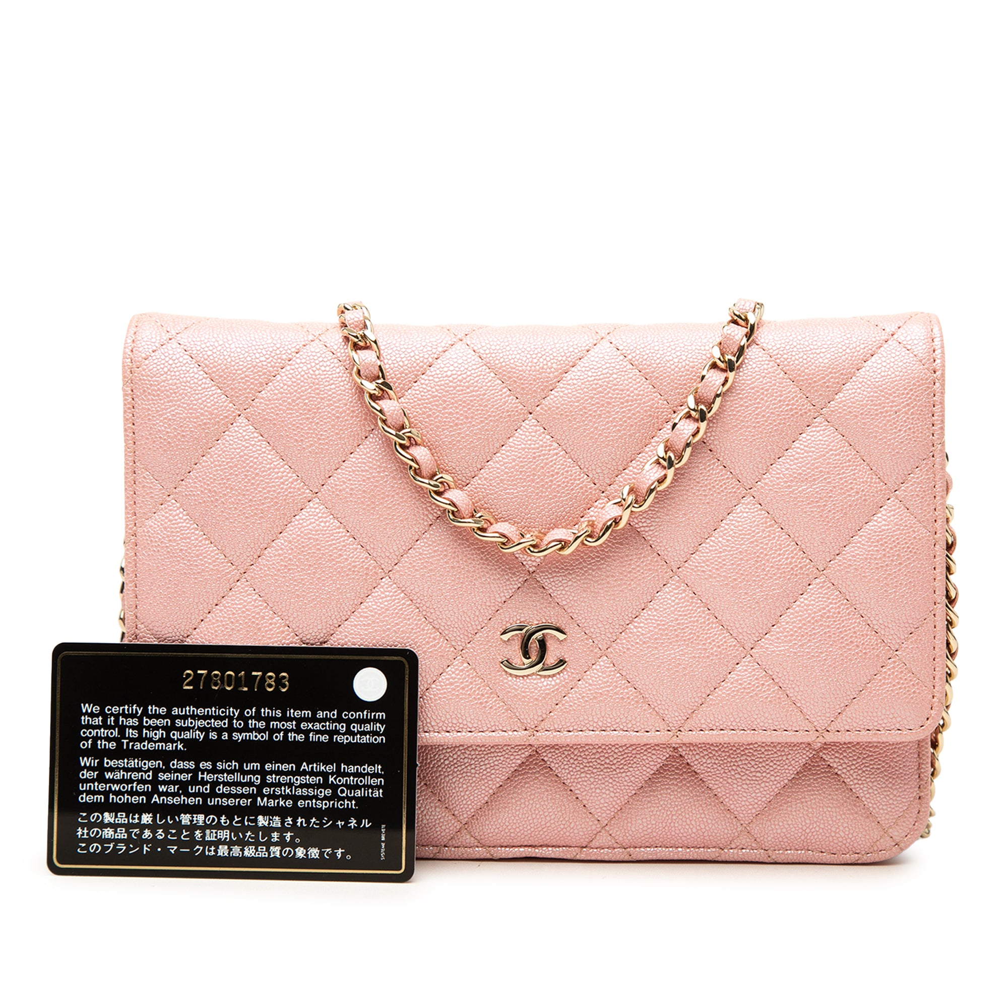 Chanel CC Quilted Iridescent Caviar Wallet on Chain - image 7