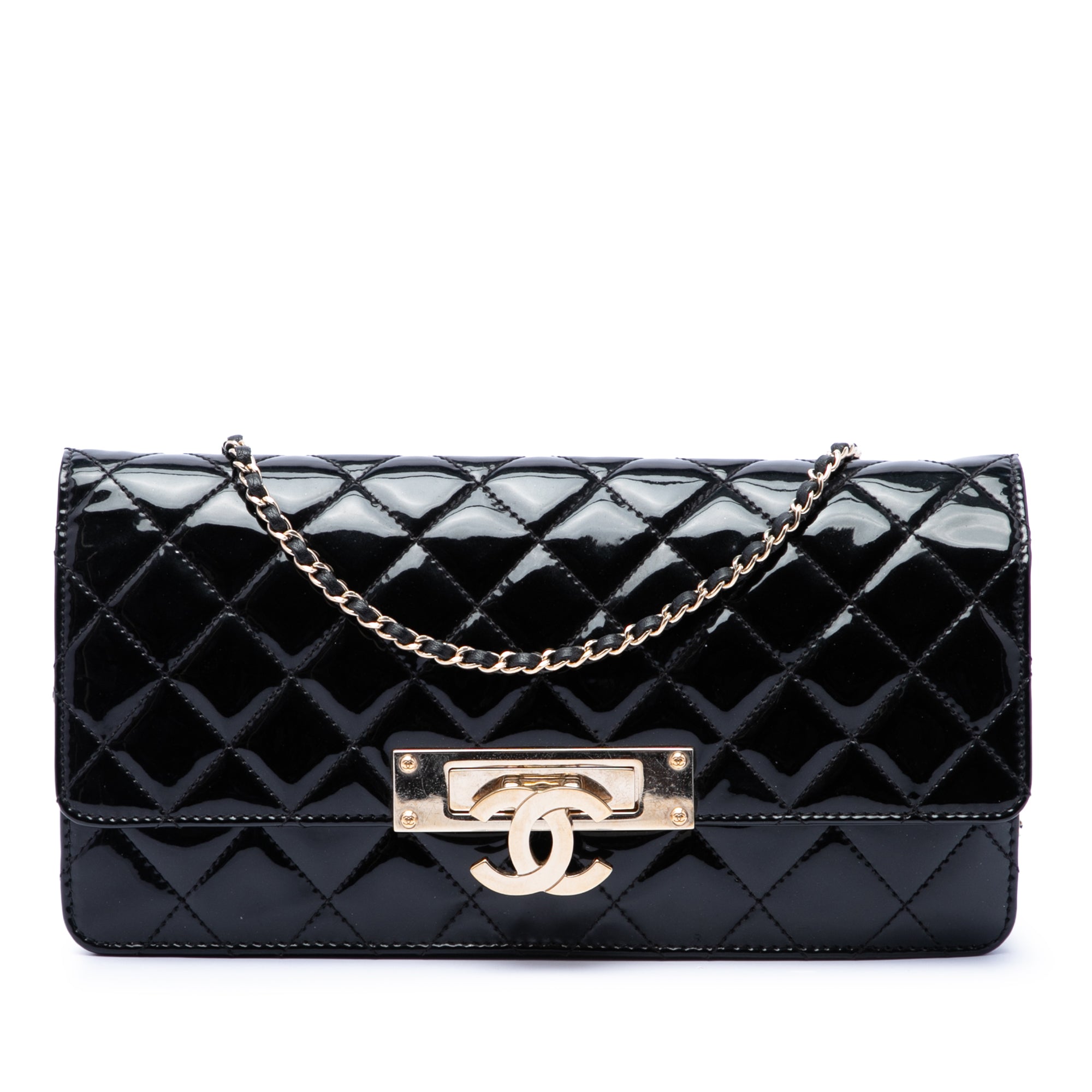 Chanel Quilted Patent Golden Class East West Wallet on Chain - image 1