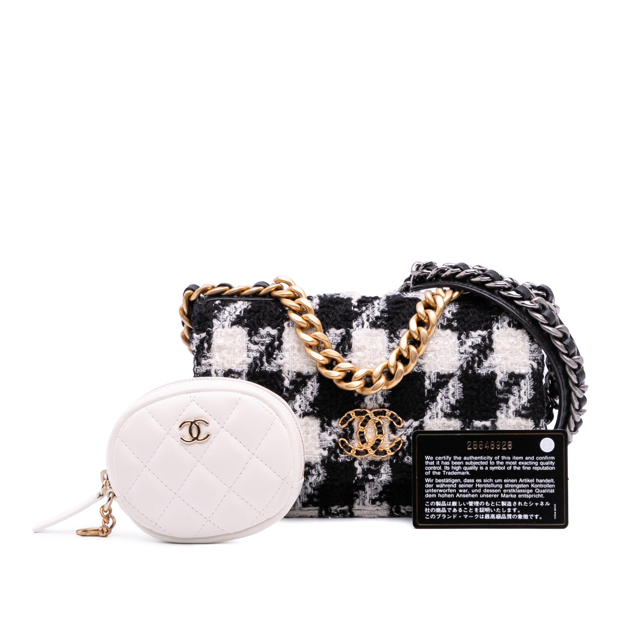 Chanel Houndstooth Tweed 19 Wallet On Chain - image 11