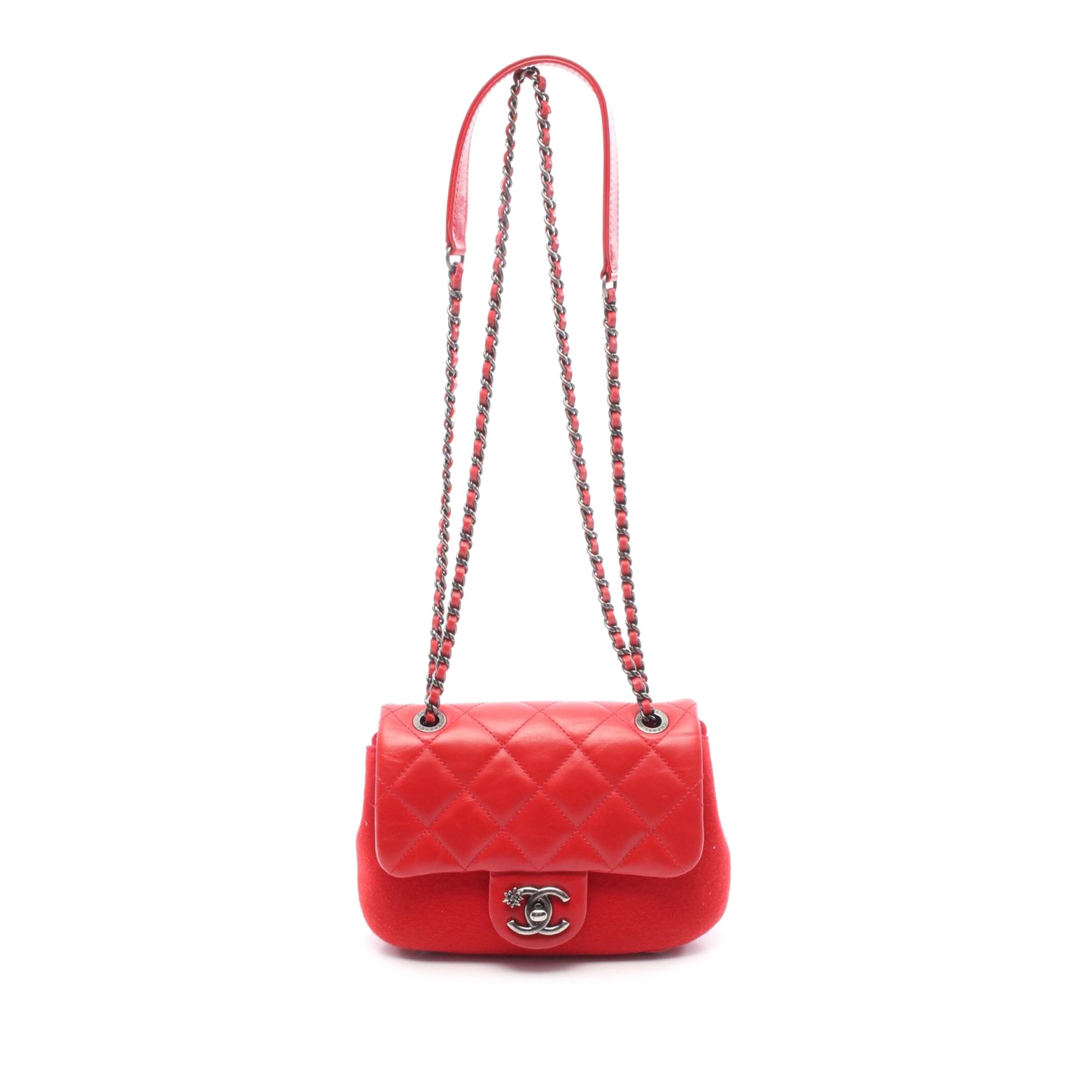 Chanel Paris Salzburg Mini Quilted Glazed Calfskin and Felt Edelweiss Flower Flap - image 1