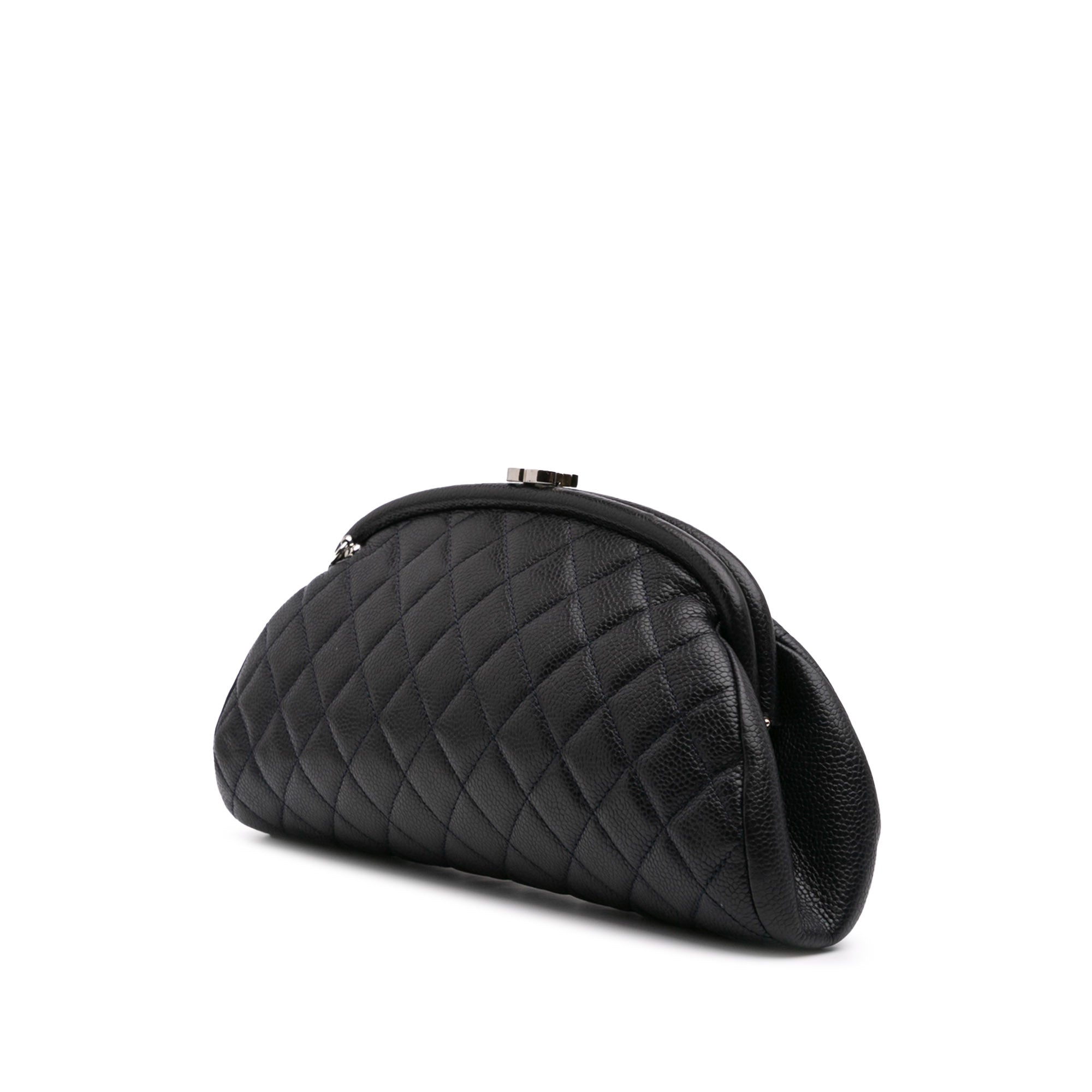 Chanel Quilted Caviar Timeless Kisslock Clutch with Chain - image 2