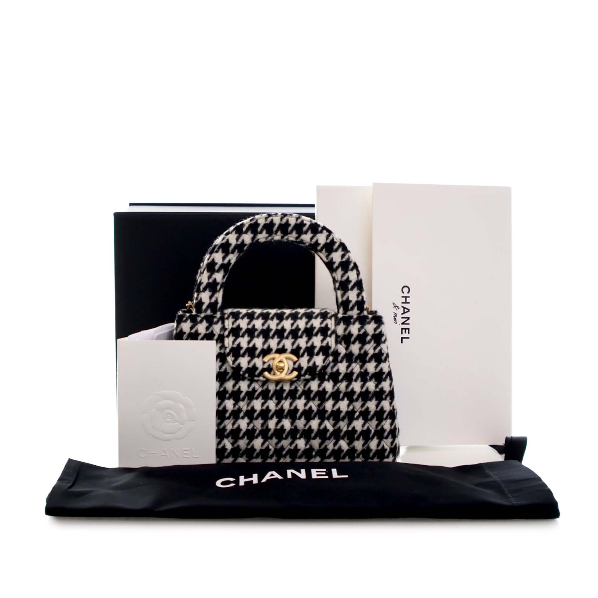Chanel Nano Quilted Houndstooth Tweed Kelly Shopper Bag - image 14