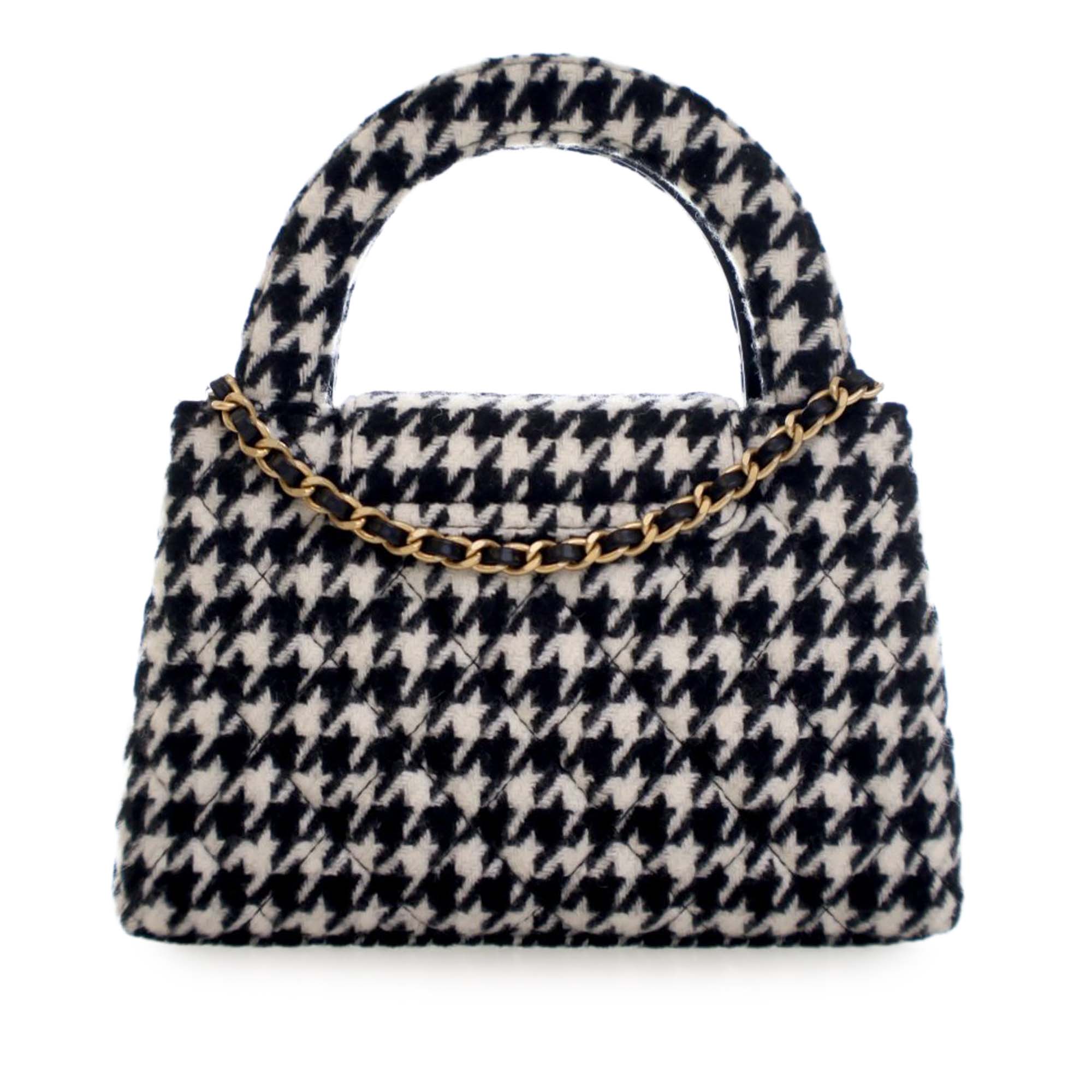 Chanel Nano Quilted Houndstooth Tweed Kelly Shopper Bag - image 2