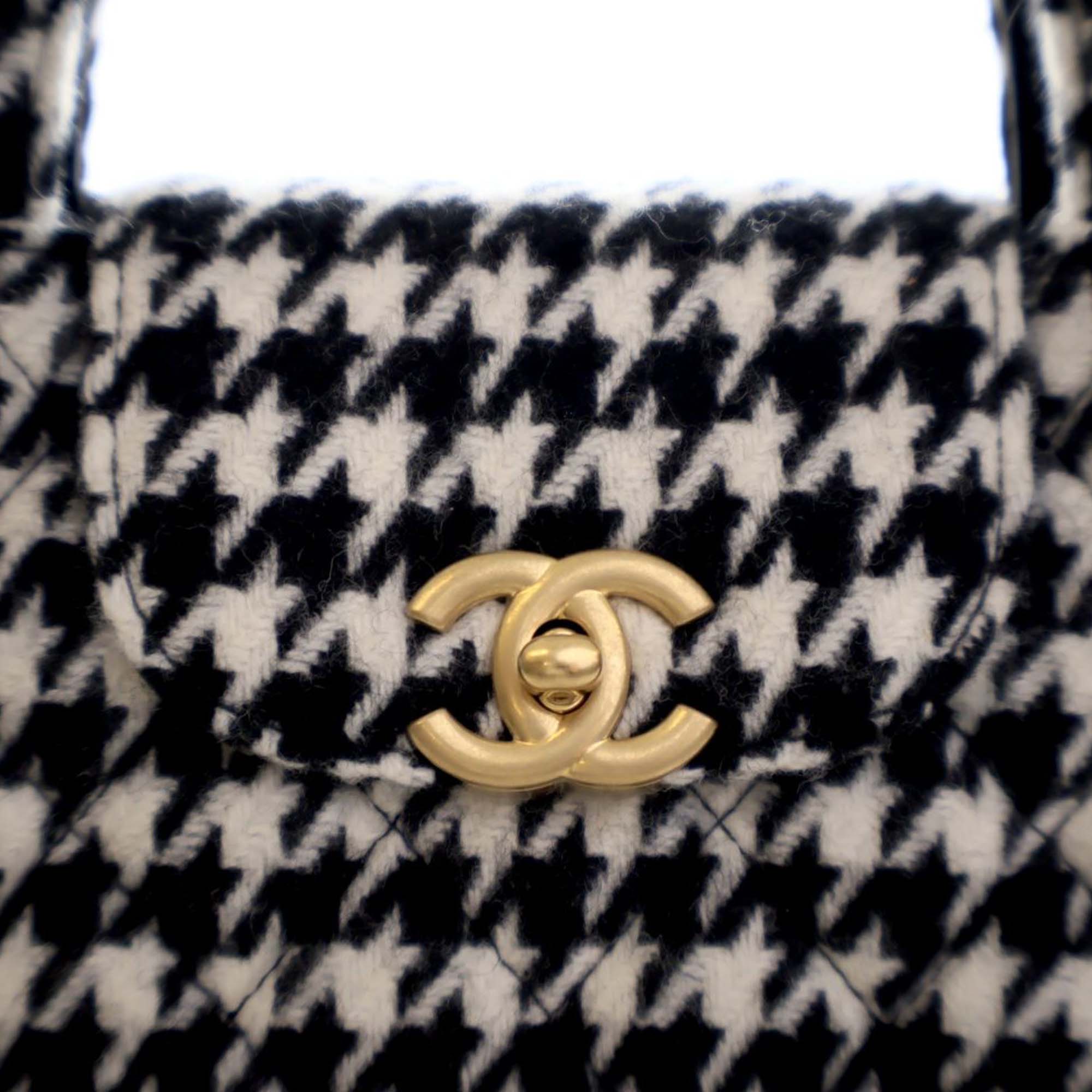 Chanel Nano Quilted Houndstooth Tweed Kelly Shopper Bag - image 7