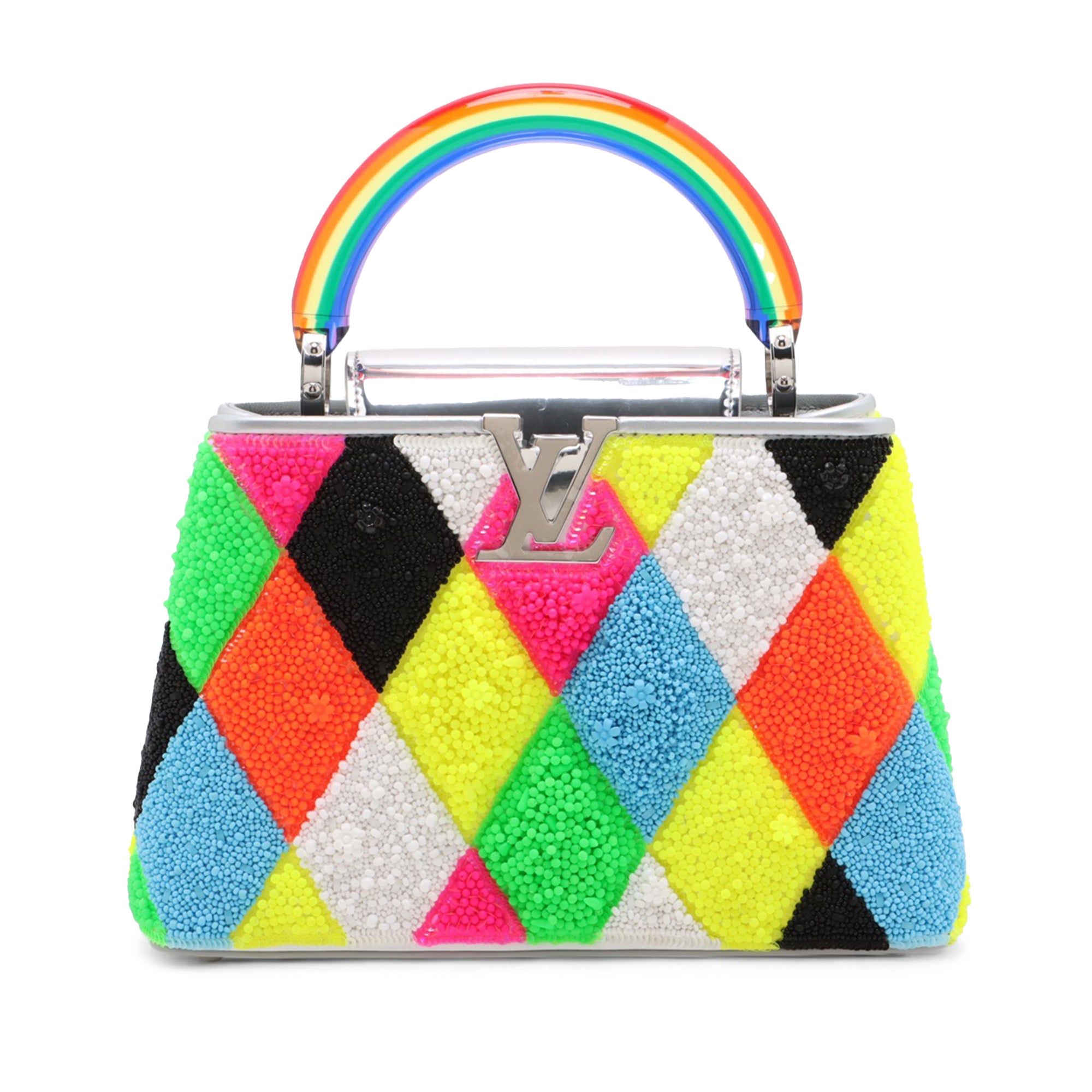 Louis Vuitton Limited Edition Ugo Rondinone Artycapucines Calfskin Beaded Harlequin Capucines BB - image 1
