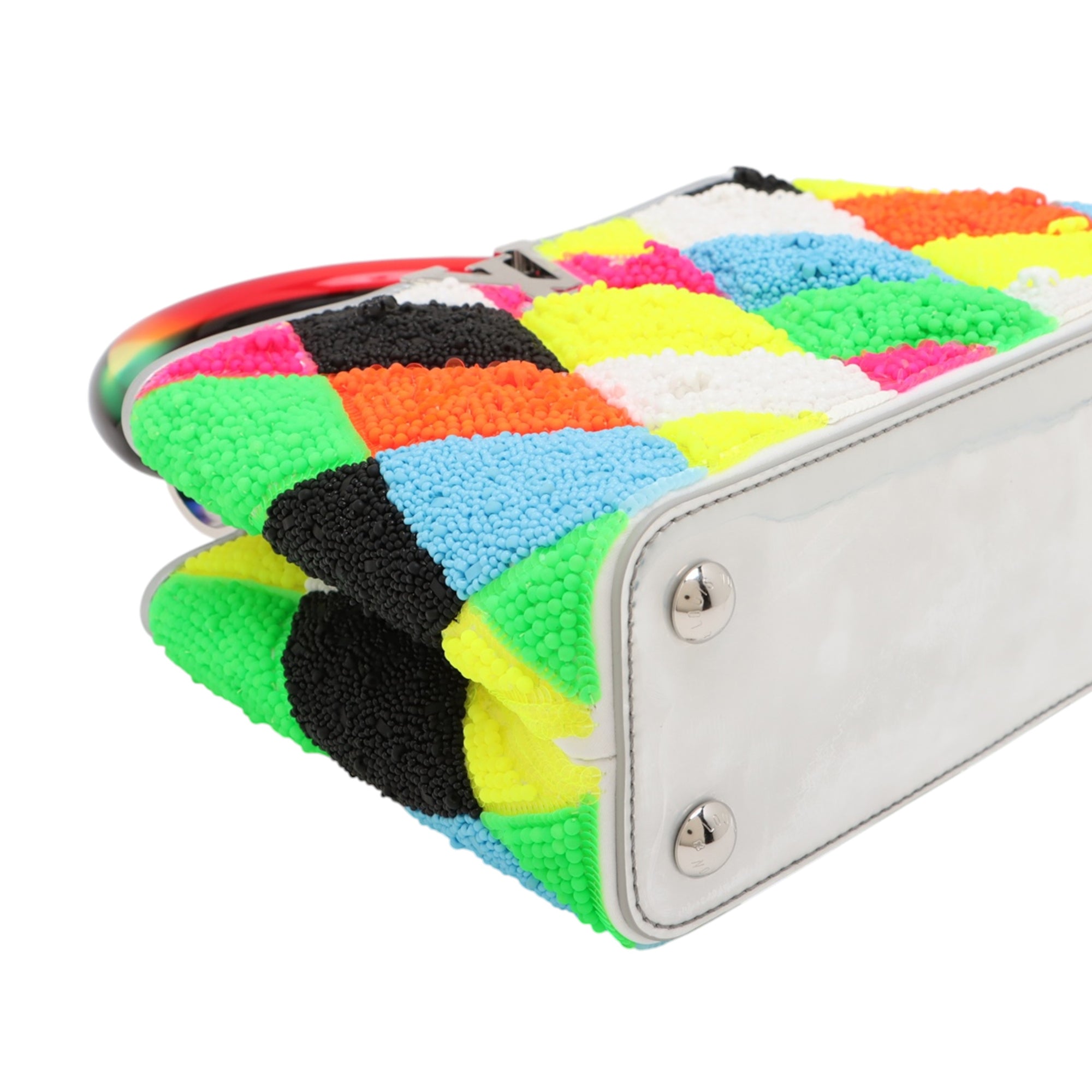 Louis Vuitton Limited Edition Ugo Rondinone Artycapucines Calfskin Beaded Harlequin Capucines BB - image 8
