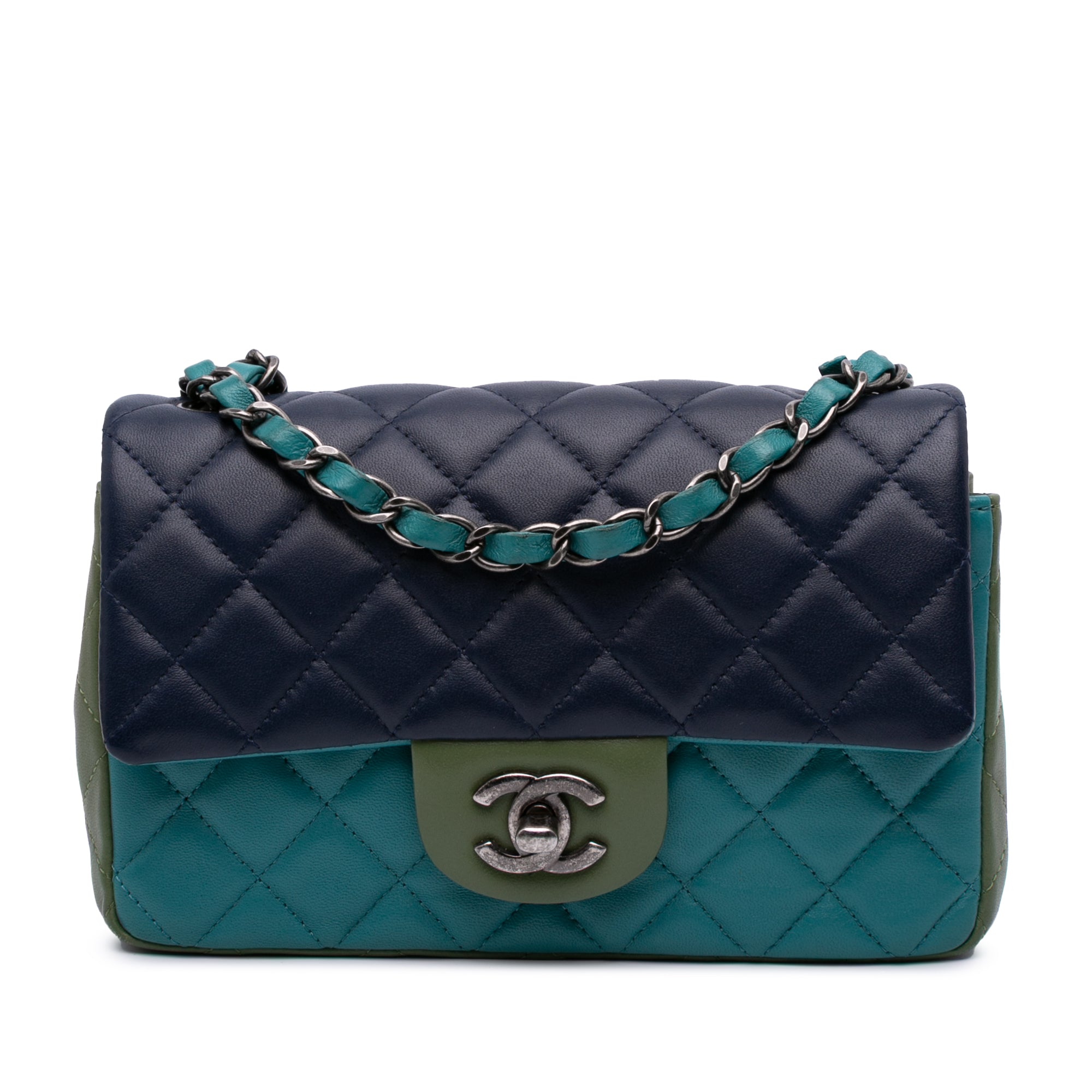 Chanel Mini Rectangular Classic Tricolor Lambskin Single Flap - image 1