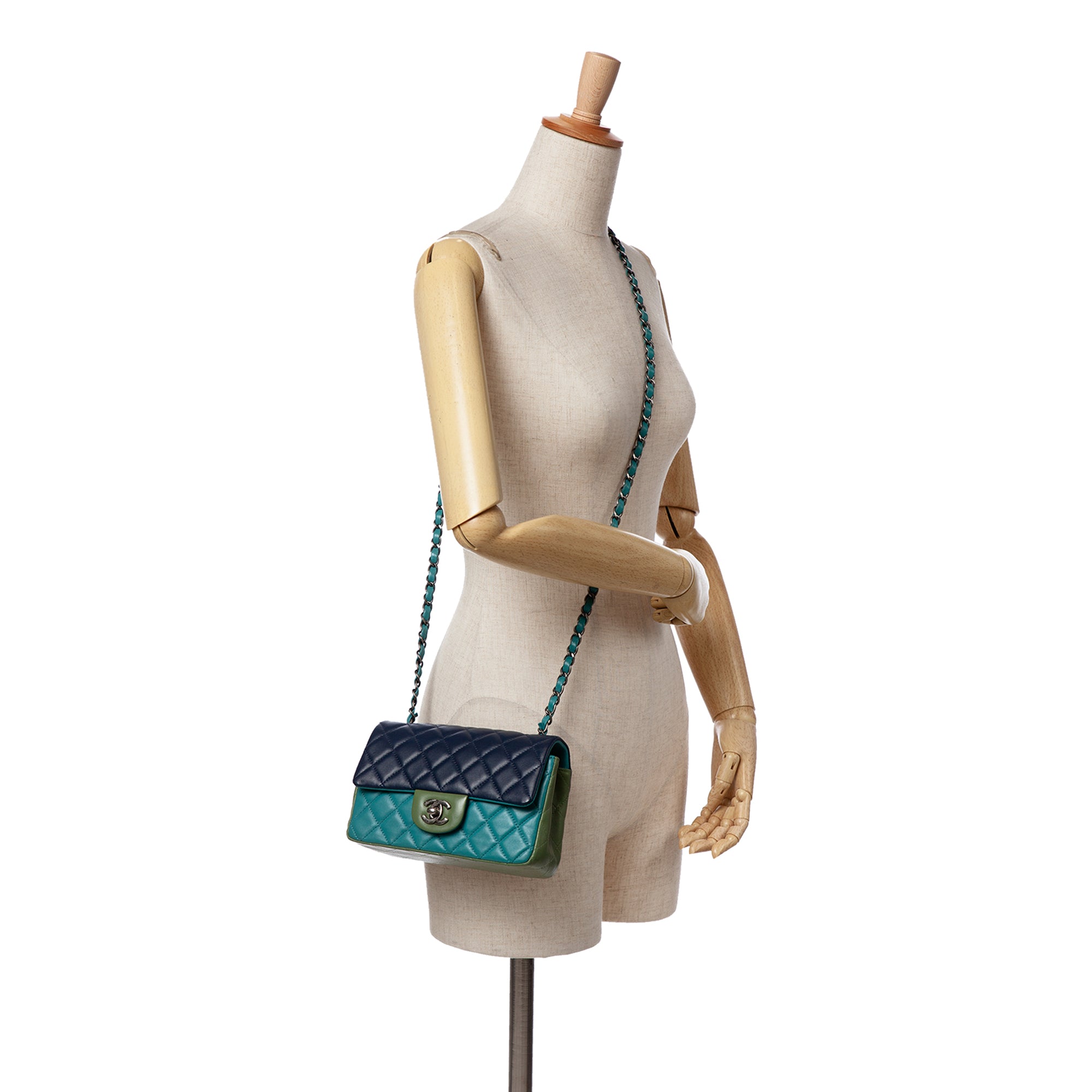 Chanel Mini Rectangular Classic Tricolor Lambskin Single Flap - image 8