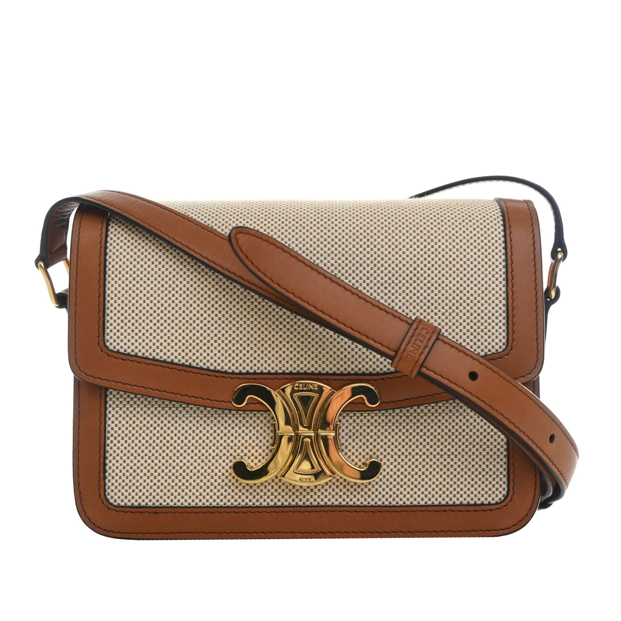 Celine Teen Canvas and Calfskin Triomphe Crossbody - image 1