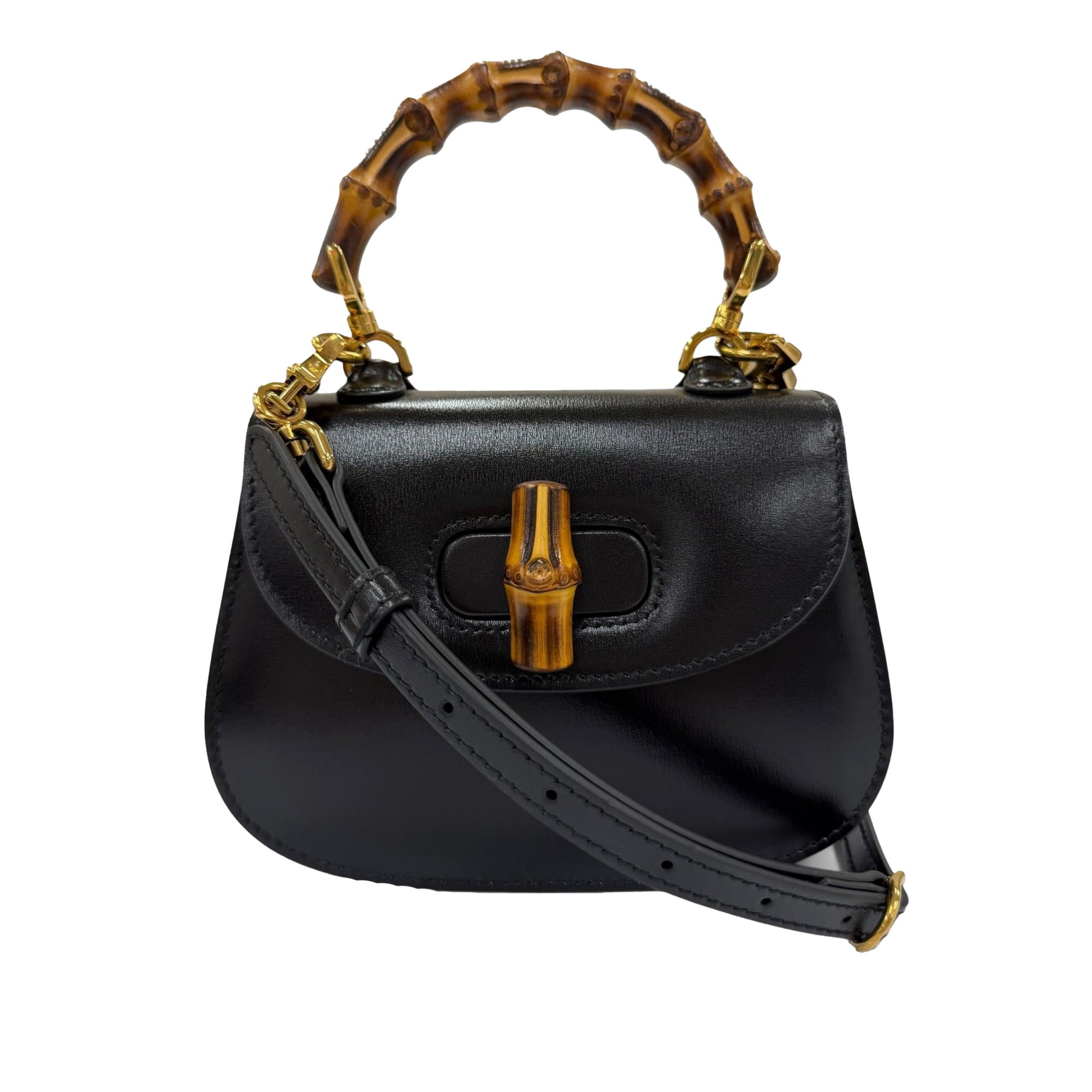 Gucci Small Calfskin 1947 Bamboo Top Handle Bag - image 1
