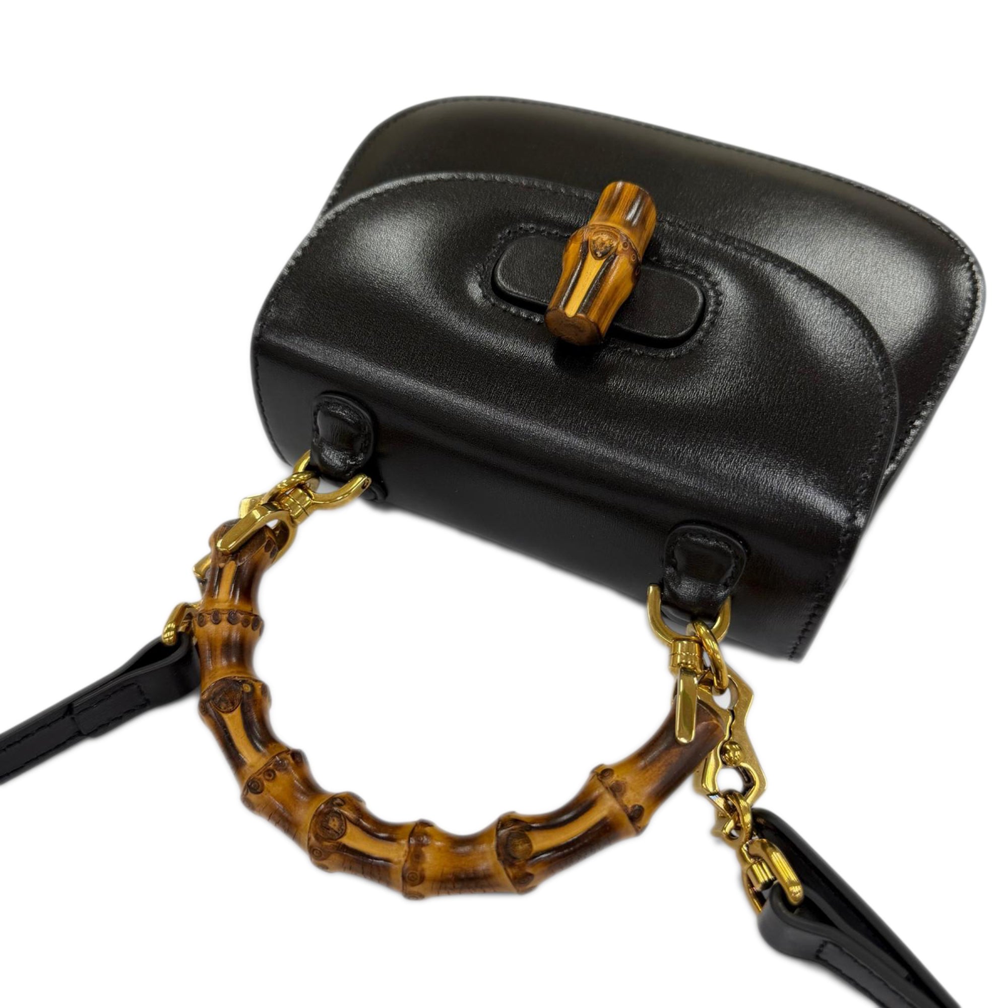 Gucci Small Calfskin 1947 Bamboo Top Handle Bag - image 11