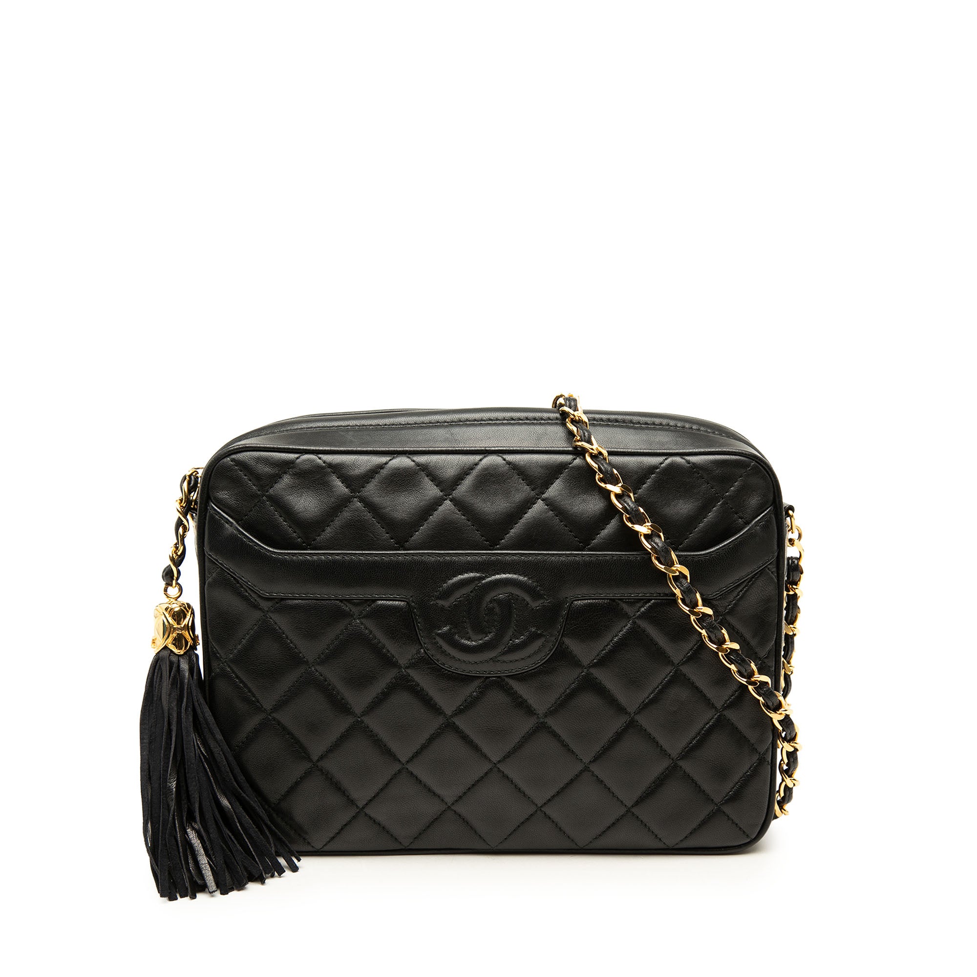 Chanel CC Quilted Lambskin Tassel Camera Bag - image 1