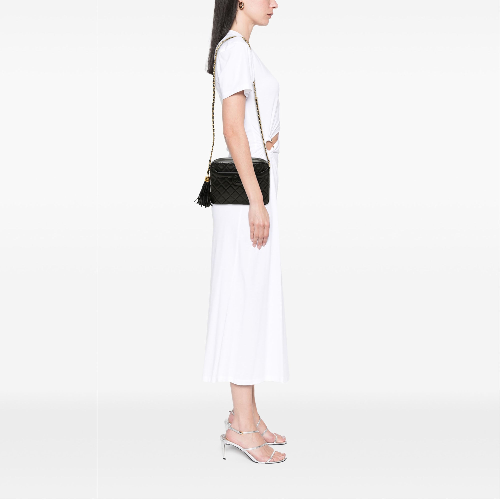 Chanel CC Quilted Lambskin Tassel Camera Bag - image 6