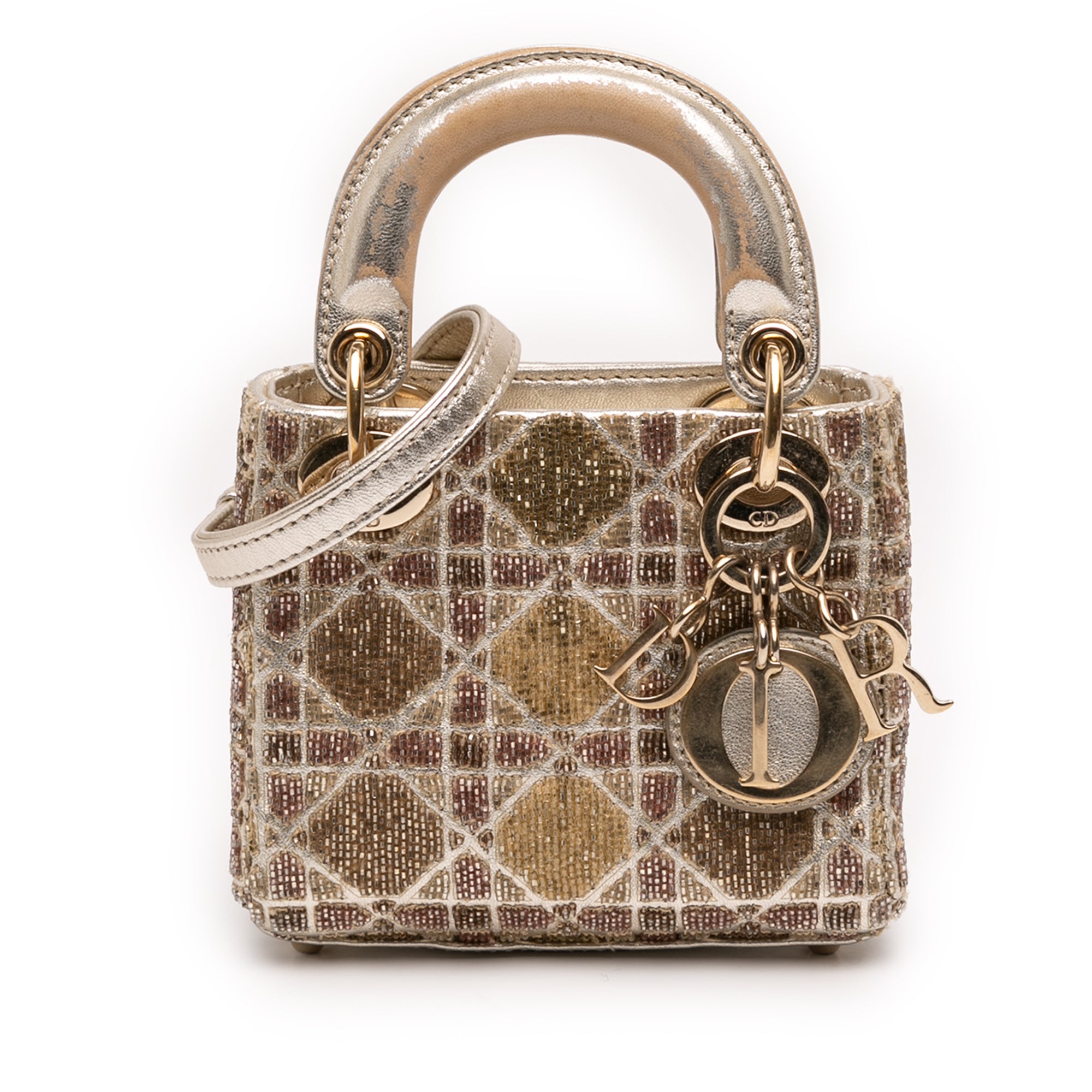 Dior Micro Metallic Calfskin Cannage Beaded Lady Dior - image 1