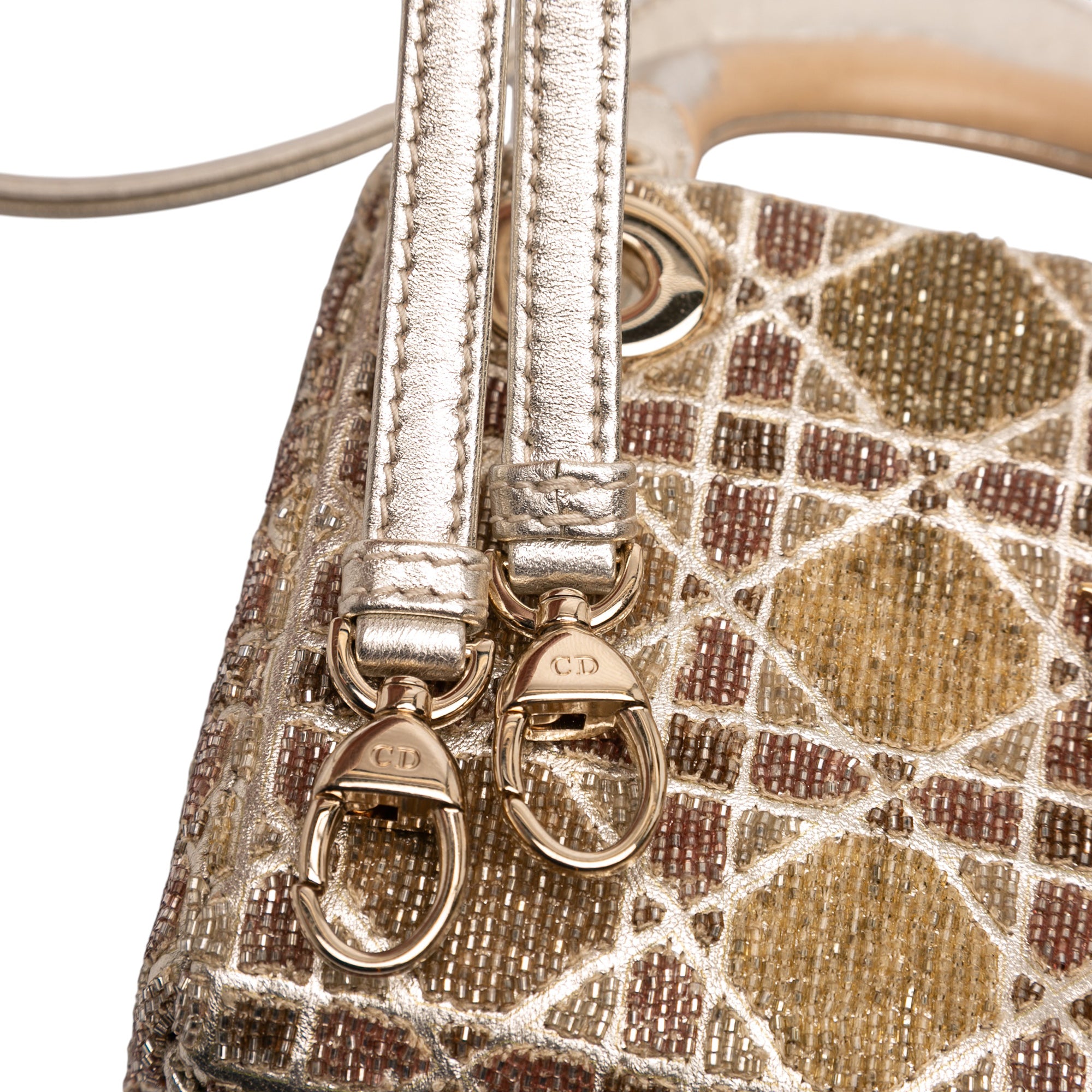 Dior Micro Metallic Calfskin Cannage Beaded Lady Dior - image 10