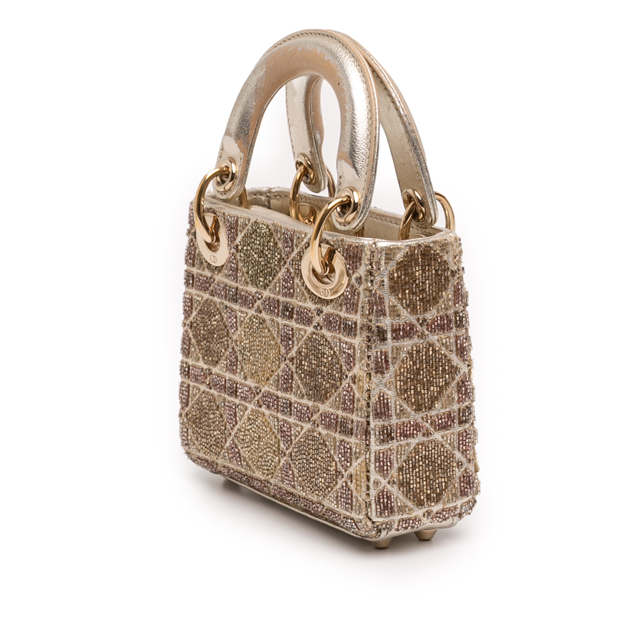 Dior Micro Metallic Calfskin Cannage Beaded Lady Dior - image 2