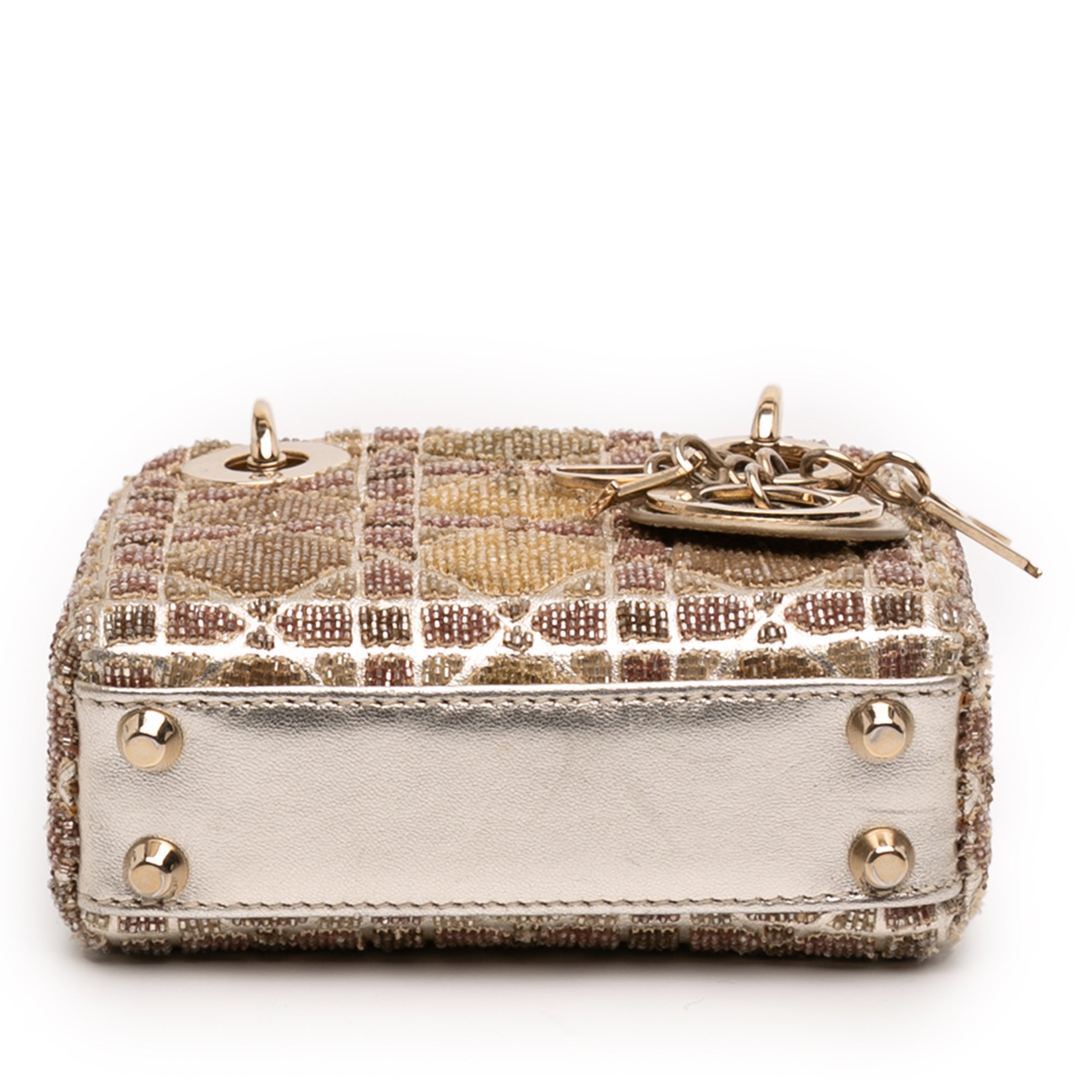 Dior Micro Metallic Calfskin Cannage Beaded Lady Dior - image 3