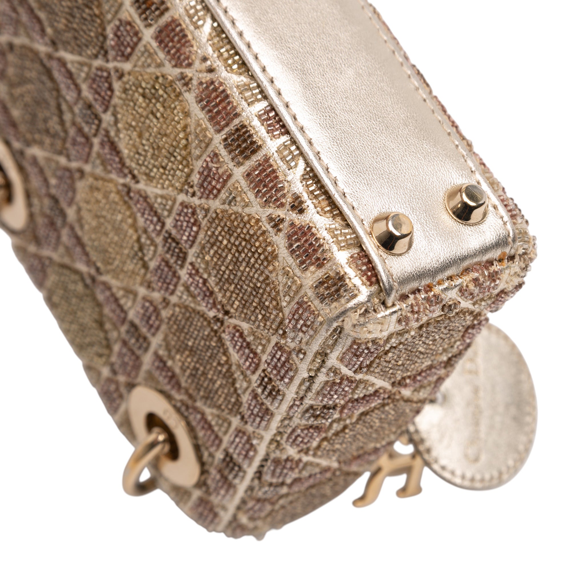 Dior Micro Metallic Calfskin Cannage Beaded Lady Dior - image 7