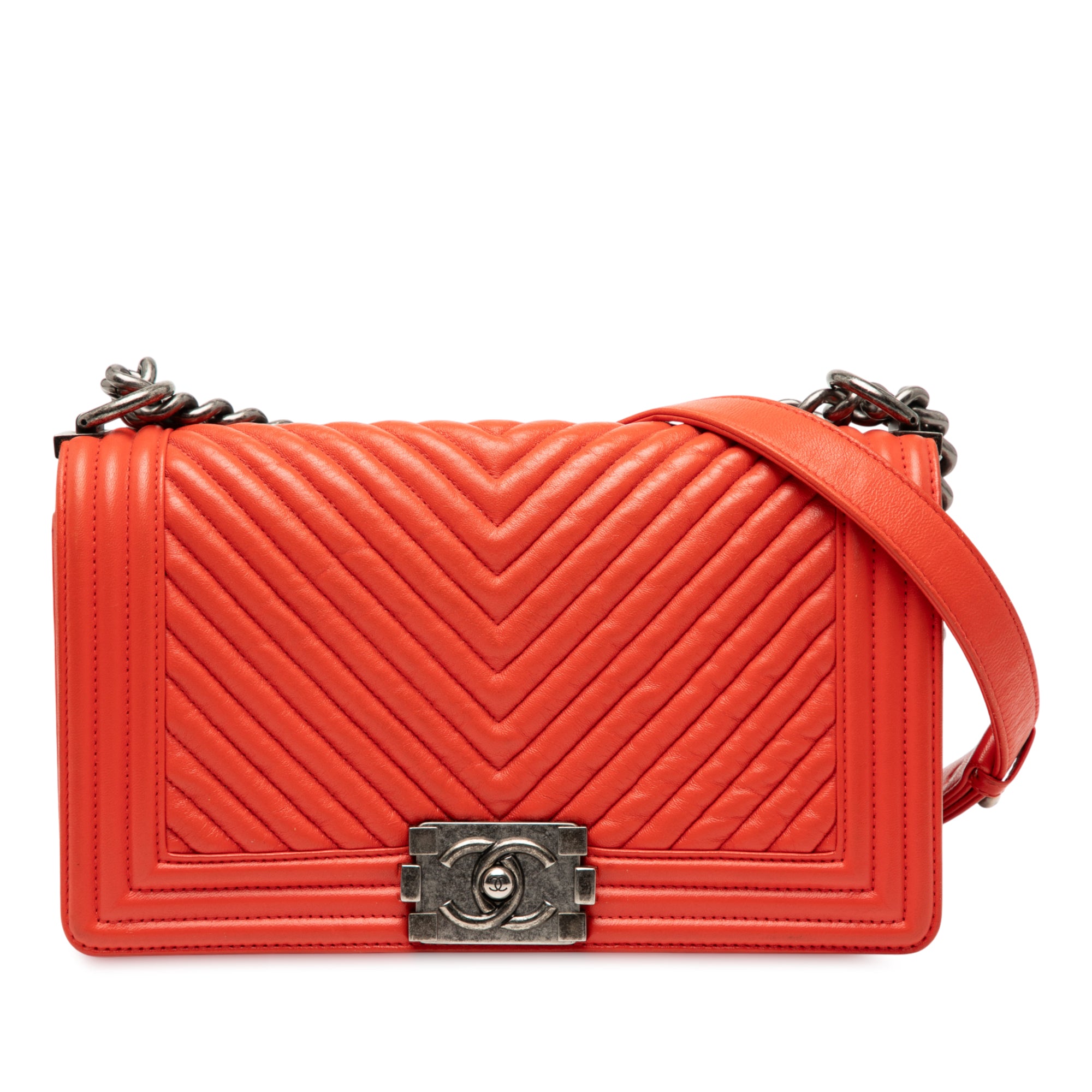 Chanel Old Medium Chevron Lambskin Boy Flap - image 1