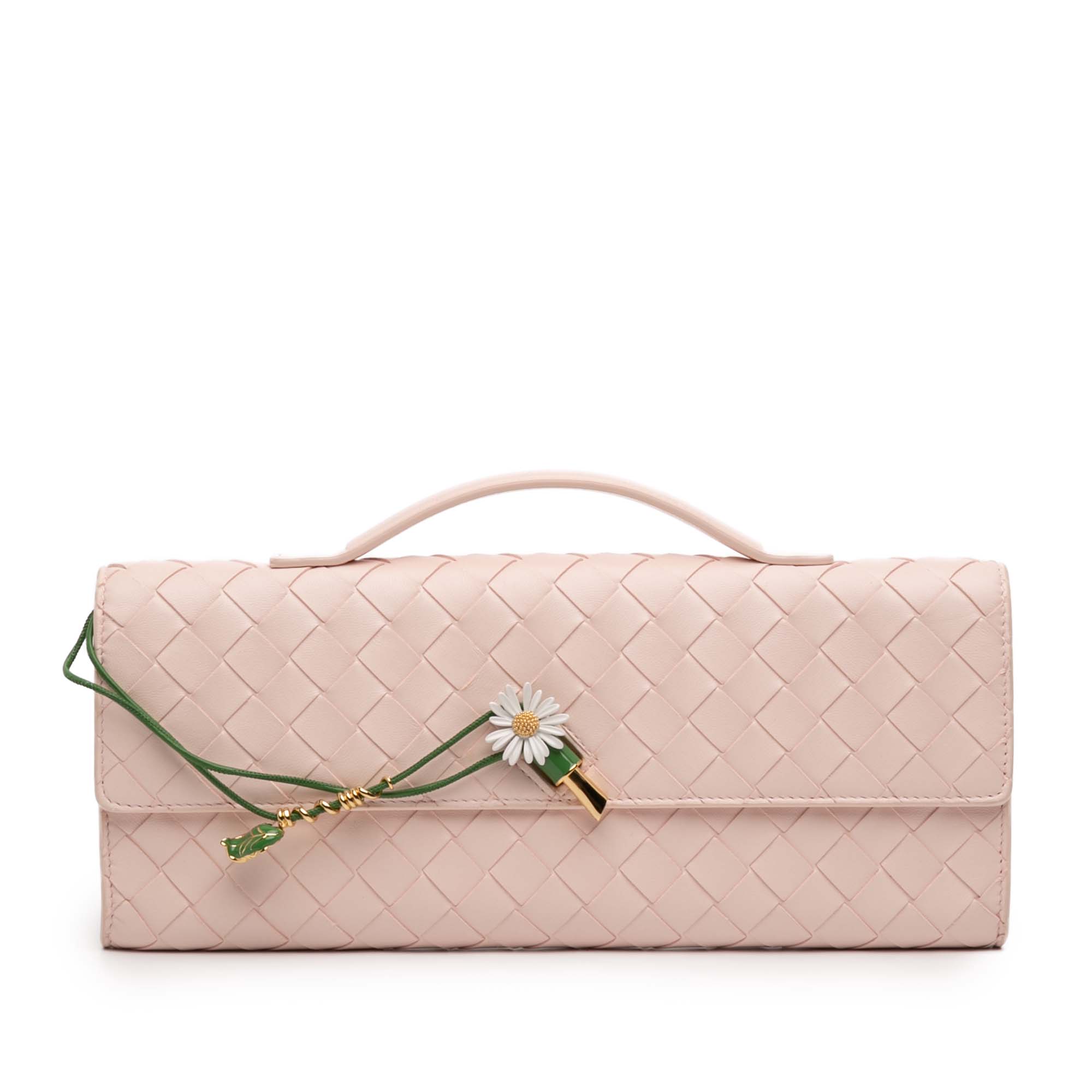 Bottega Veneta Lambskin Intrecciato Andiamo Floral Embellished Clutch - image 1