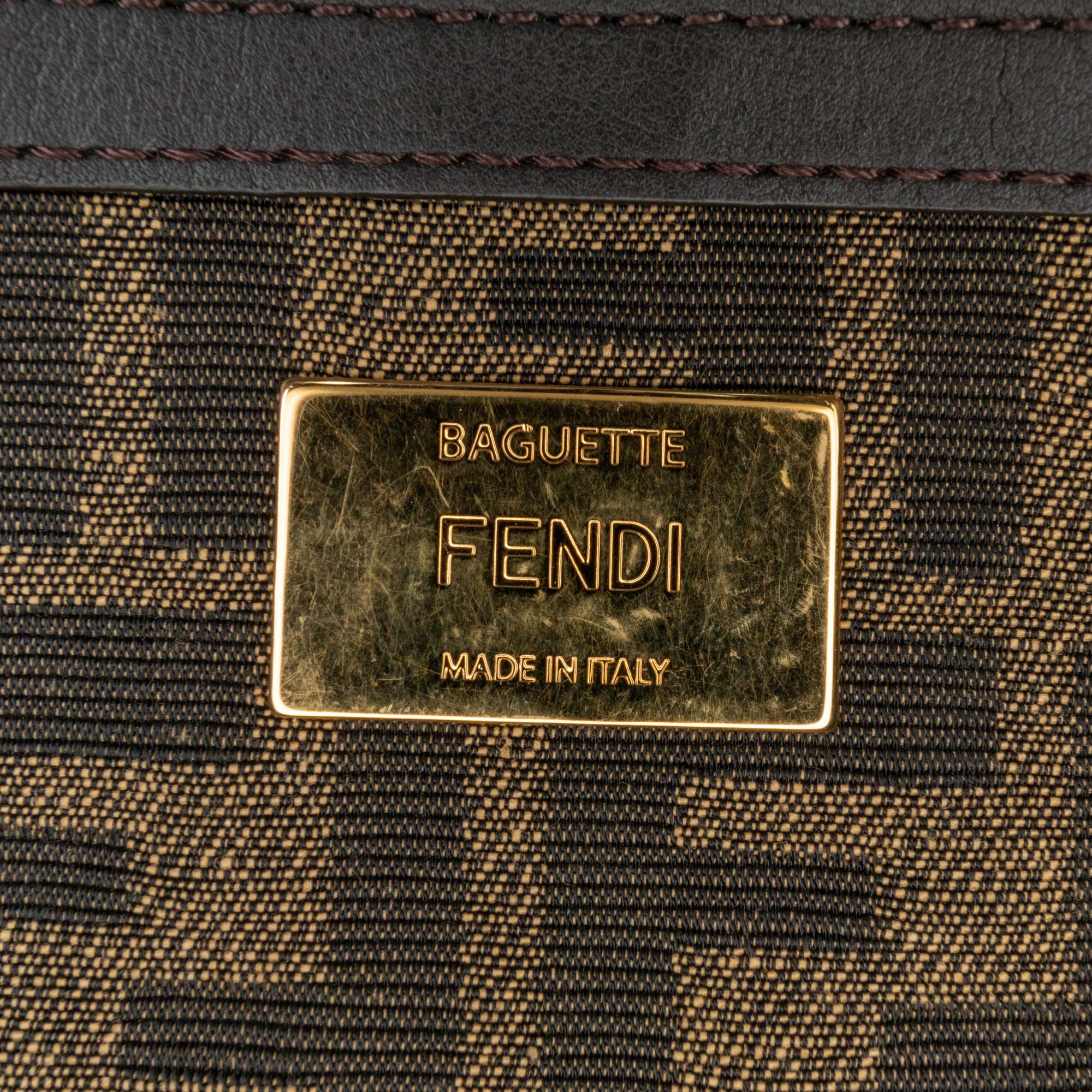 Fendi Zucca Canvas Fluo Trim Baguette Satchel - image 5