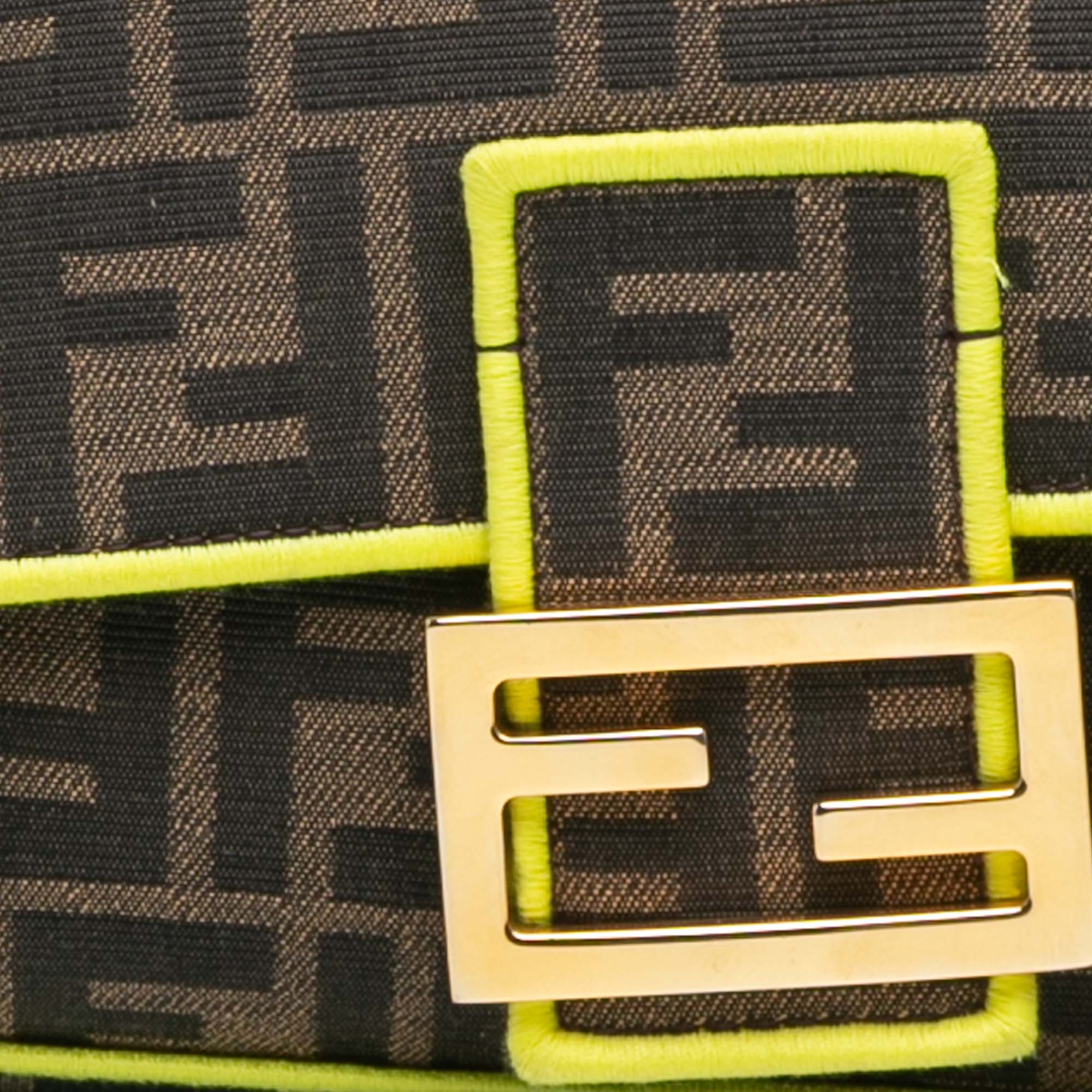 Fendi Zucca Canvas Fluo Trim Baguette Satchel - image 7