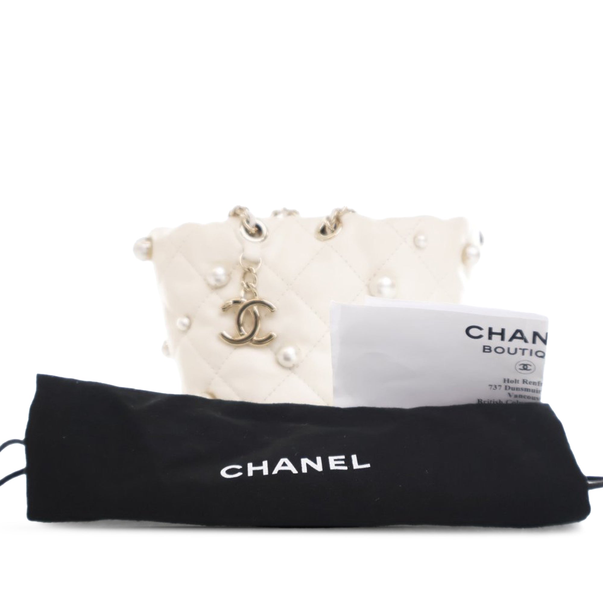 Chanel Mini Quilted Lambskin About Pearls Drawstring Bucket Bag - image 14