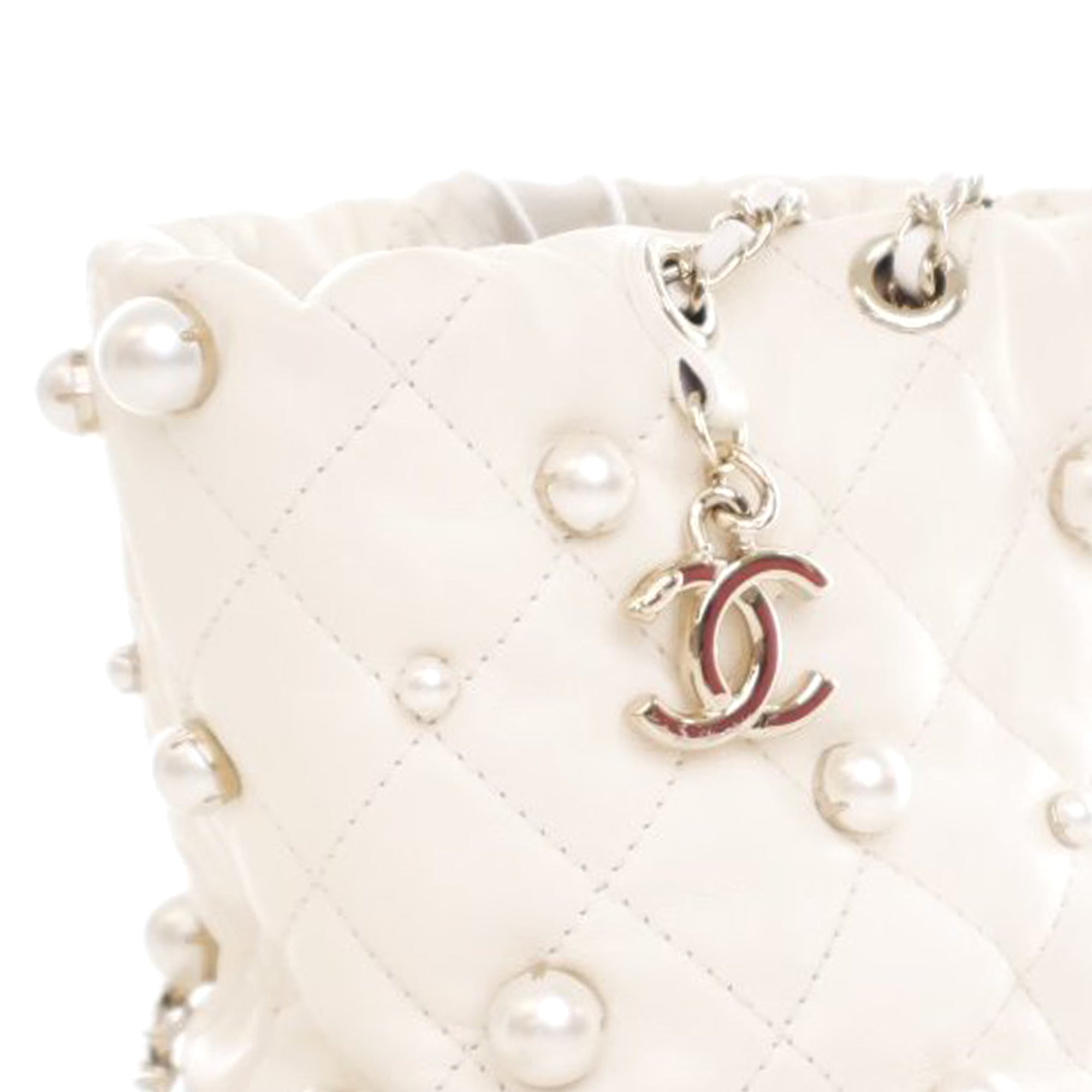 Chanel Mini Quilted Lambskin About Pearls Drawstring Bucket Bag - image 6