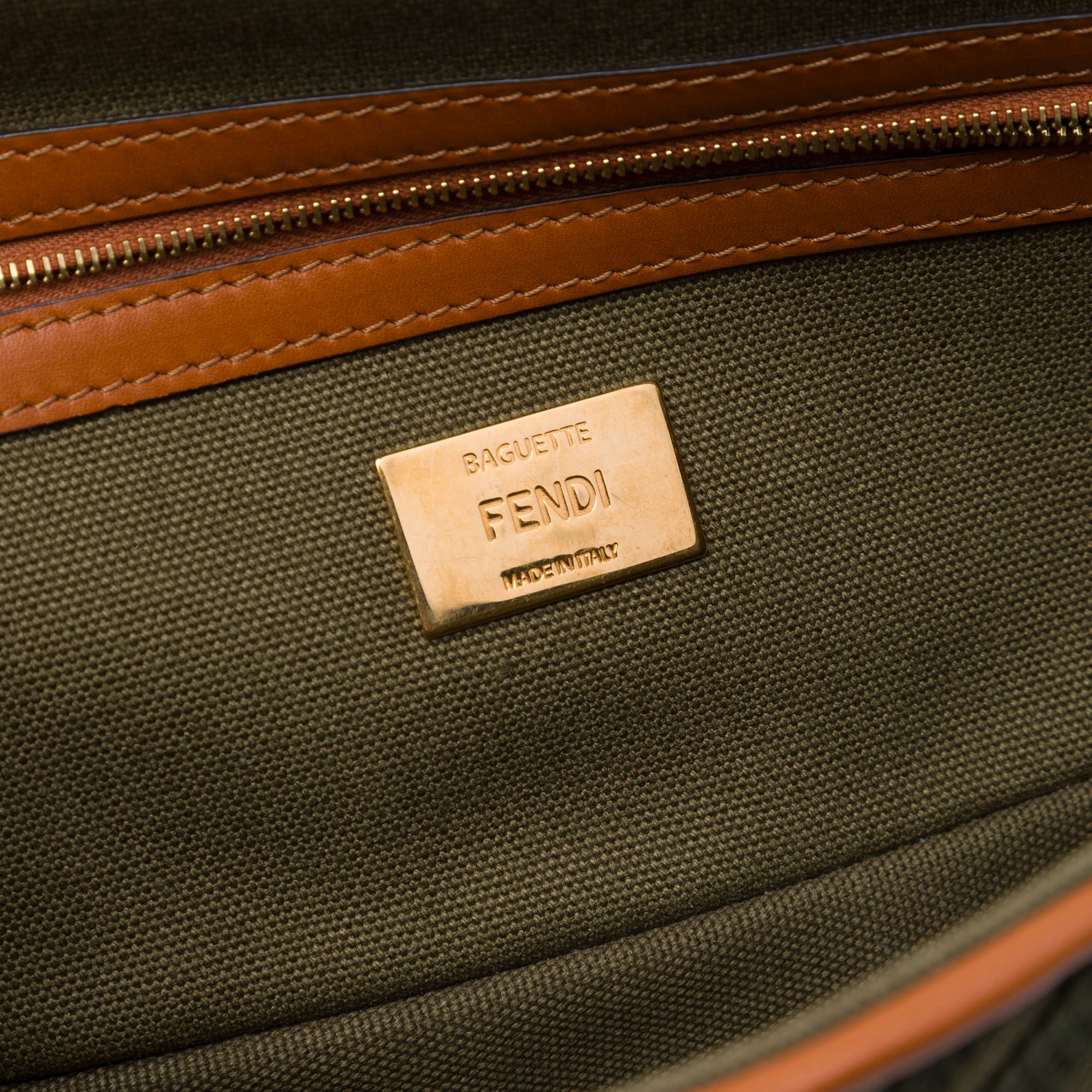 Fendi Zucca Embroidered Canvas Baguette Satchel - image 5