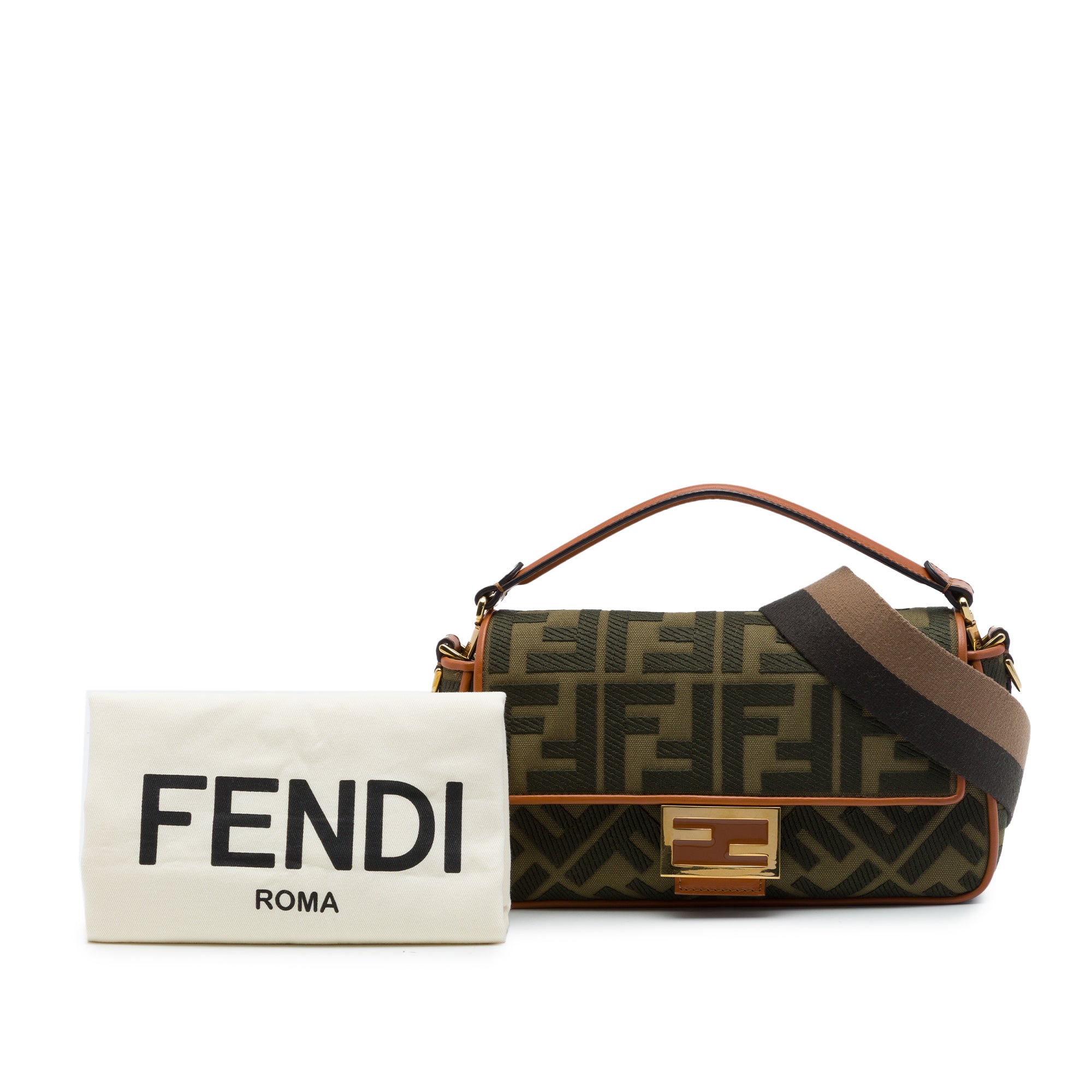 Fendi Zucca Embroidered Canvas Baguette Satchel - image 7