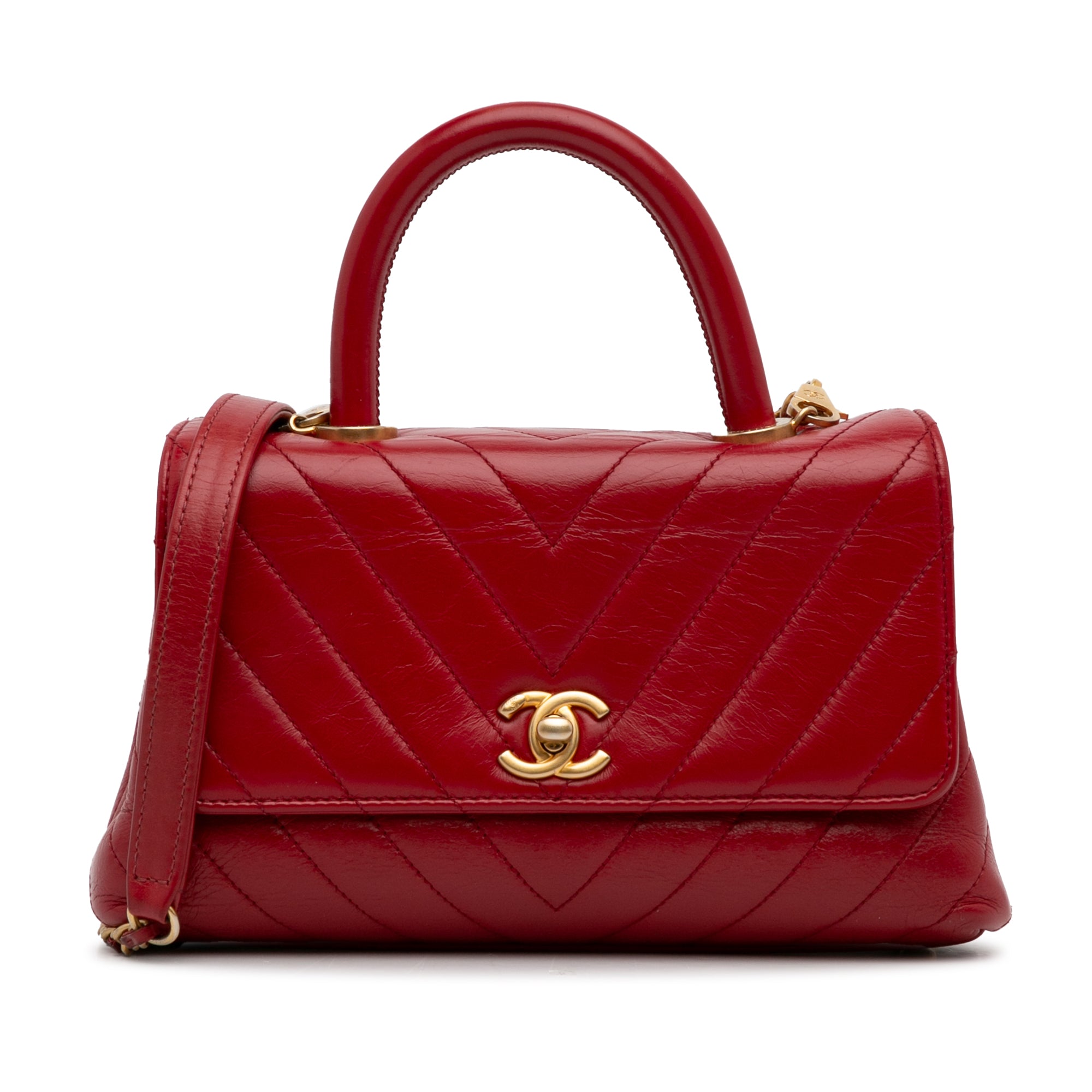 Chanel Small Lambskin Chevron Coco Top Handle Bag - image 1