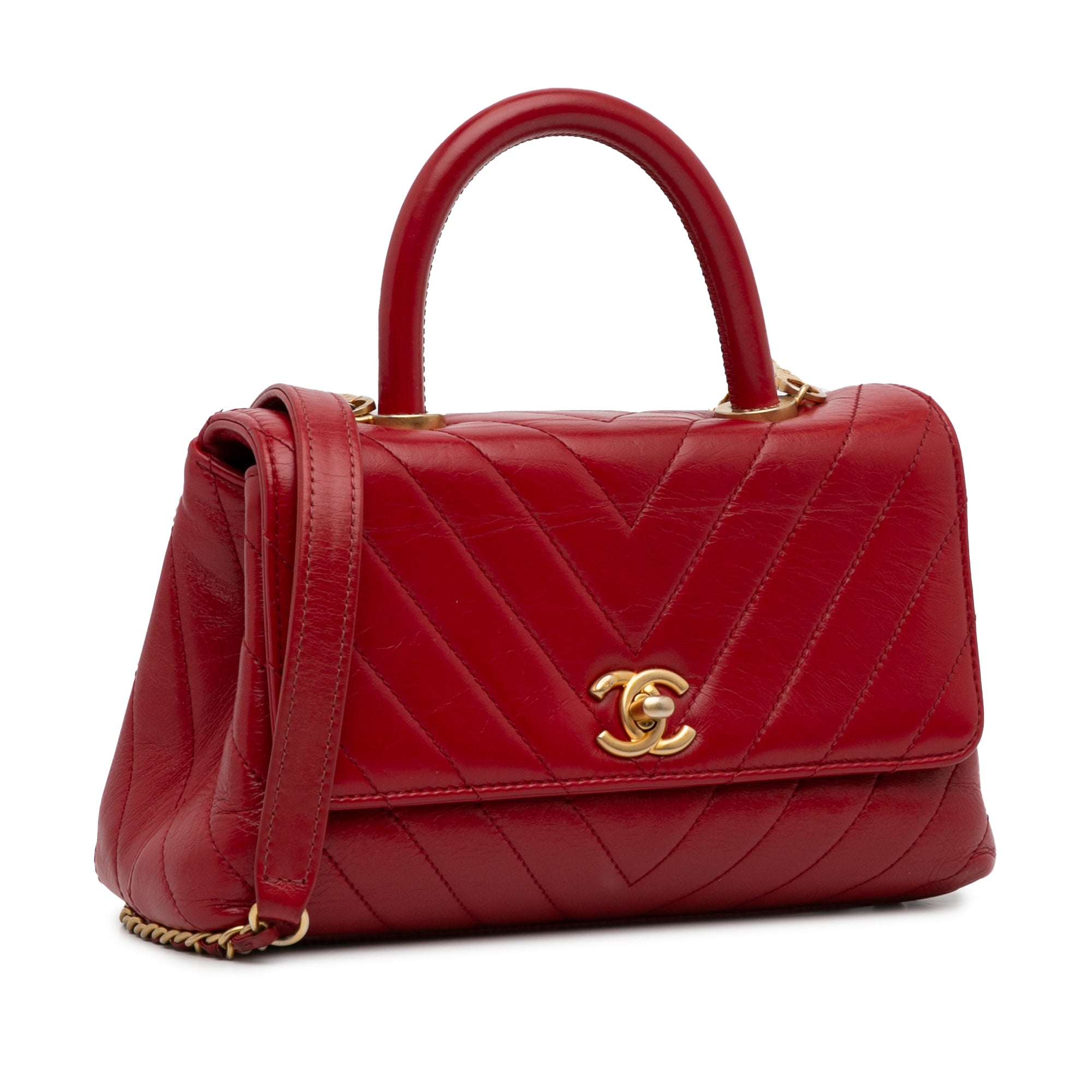 Chanel Small Lambskin Chevron Coco Top Handle Bag - image 2