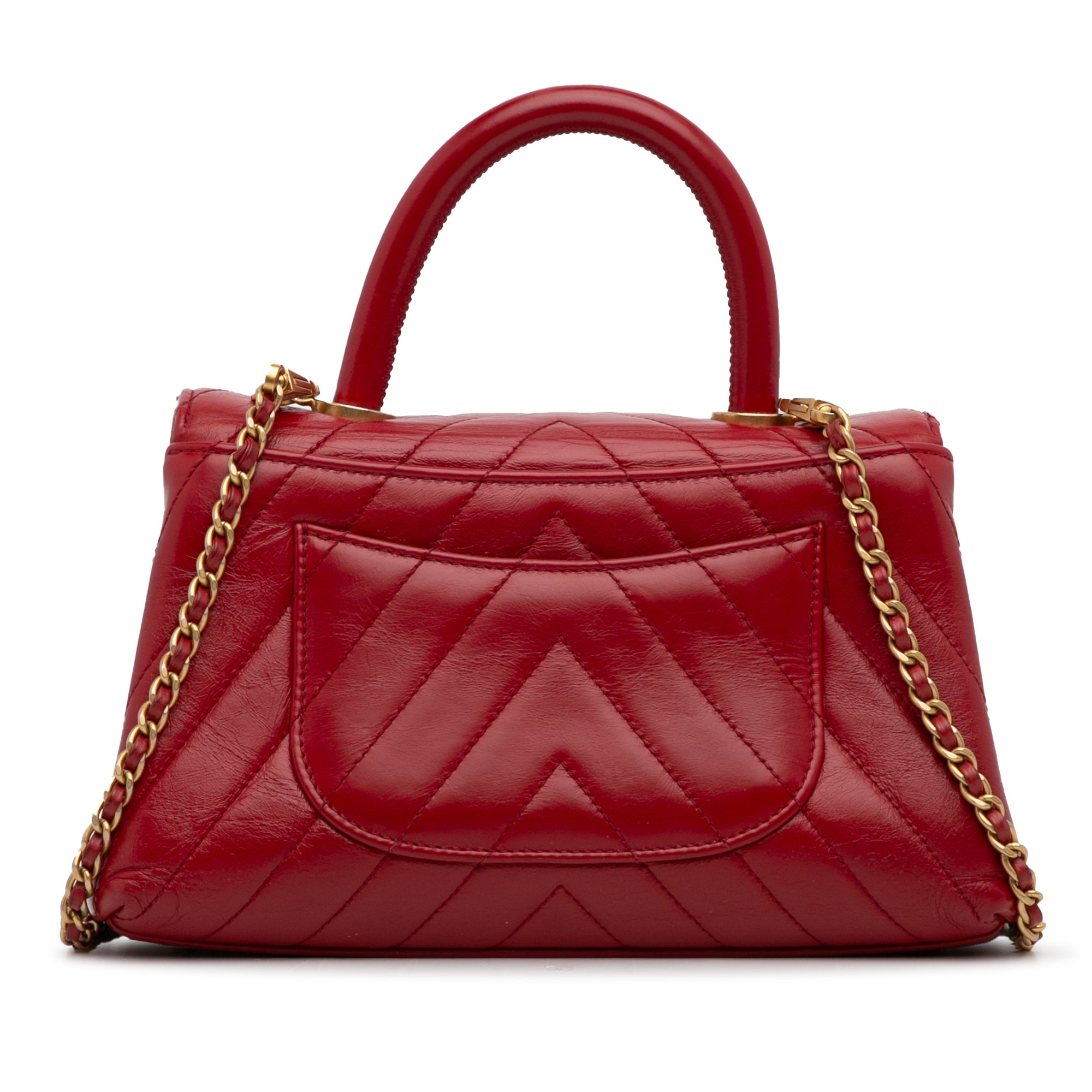 Chanel Small Lambskin Chevron Coco Top Handle Bag - image 4