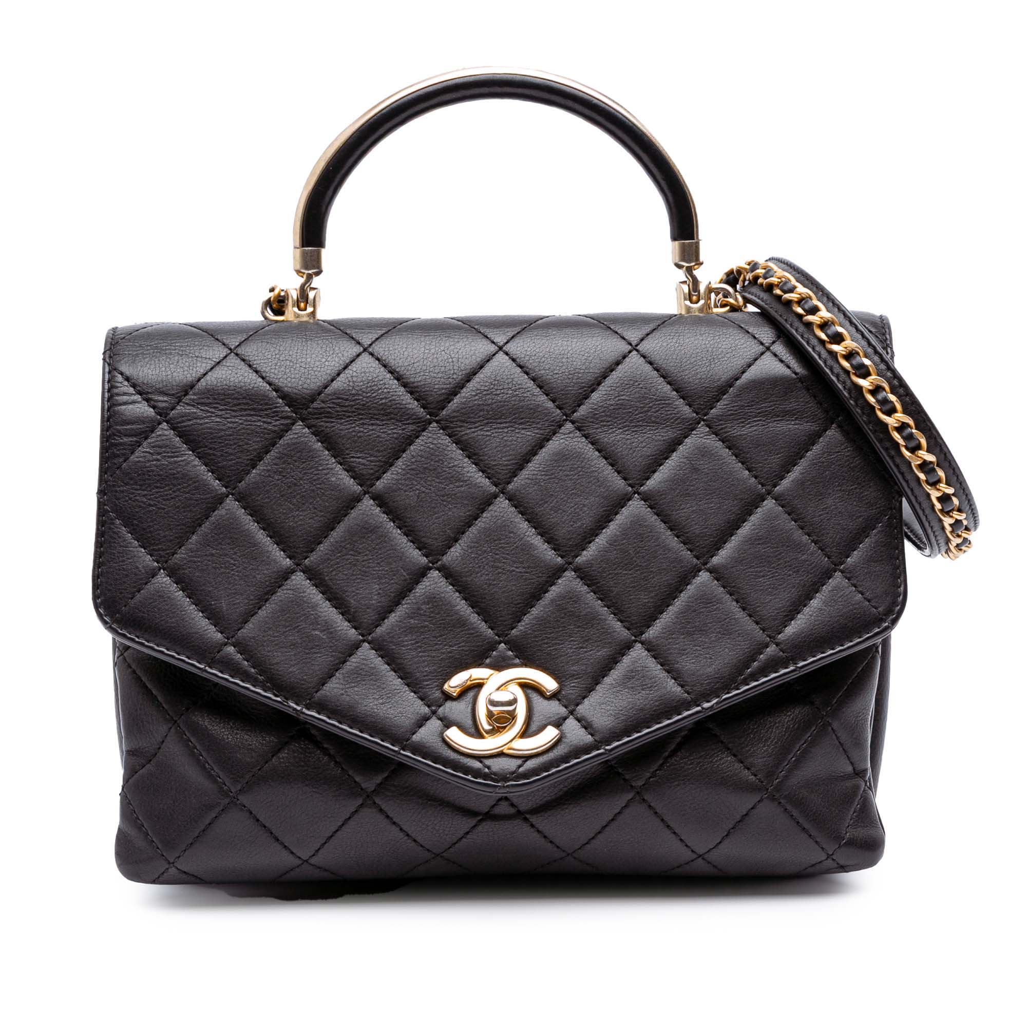 Chanel Quilted Calfskin Gold Top Handle Flap - image 1