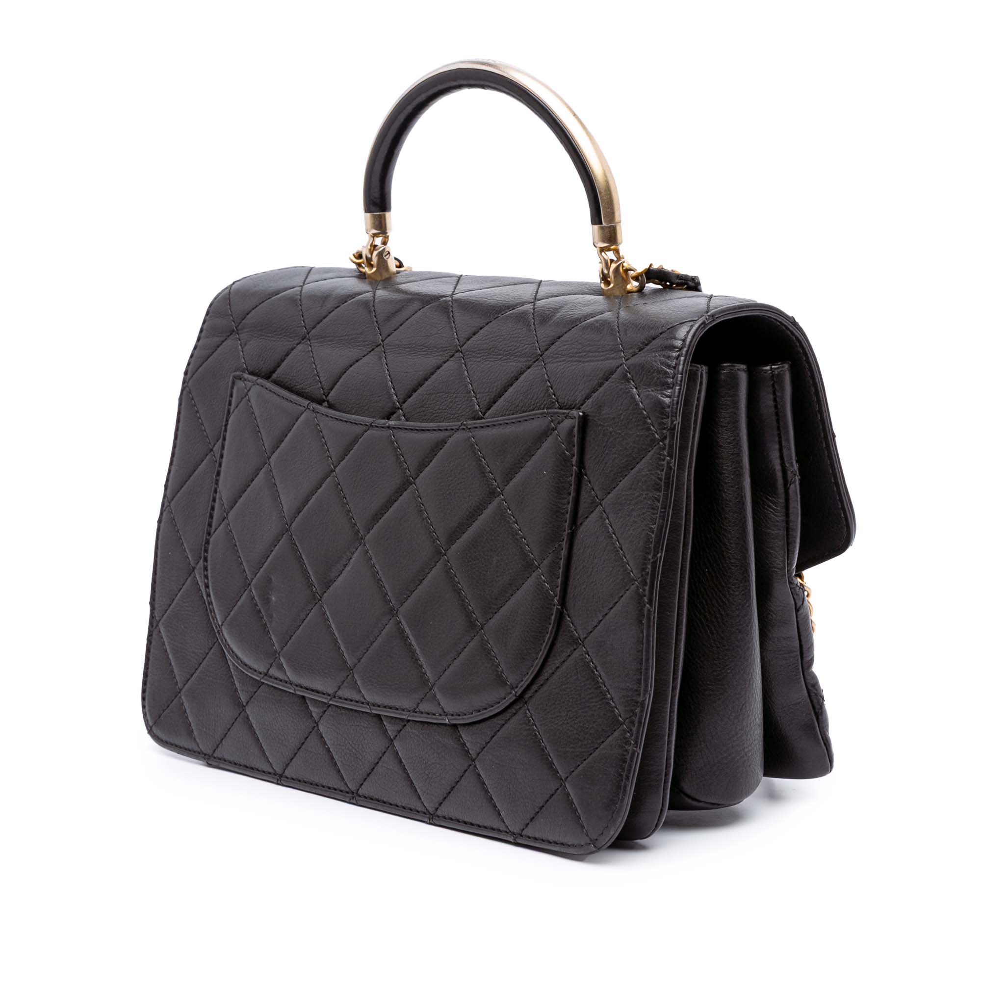 Chanel Quilted Calfskin Gold Top Handle Flap - image 2