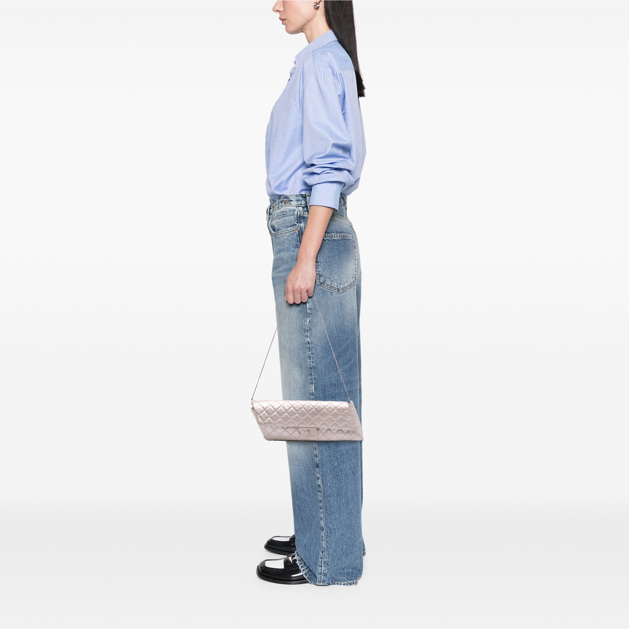 Chanel Reissue 2.55 Metallic Lambskin Clutch With Chain - image 11