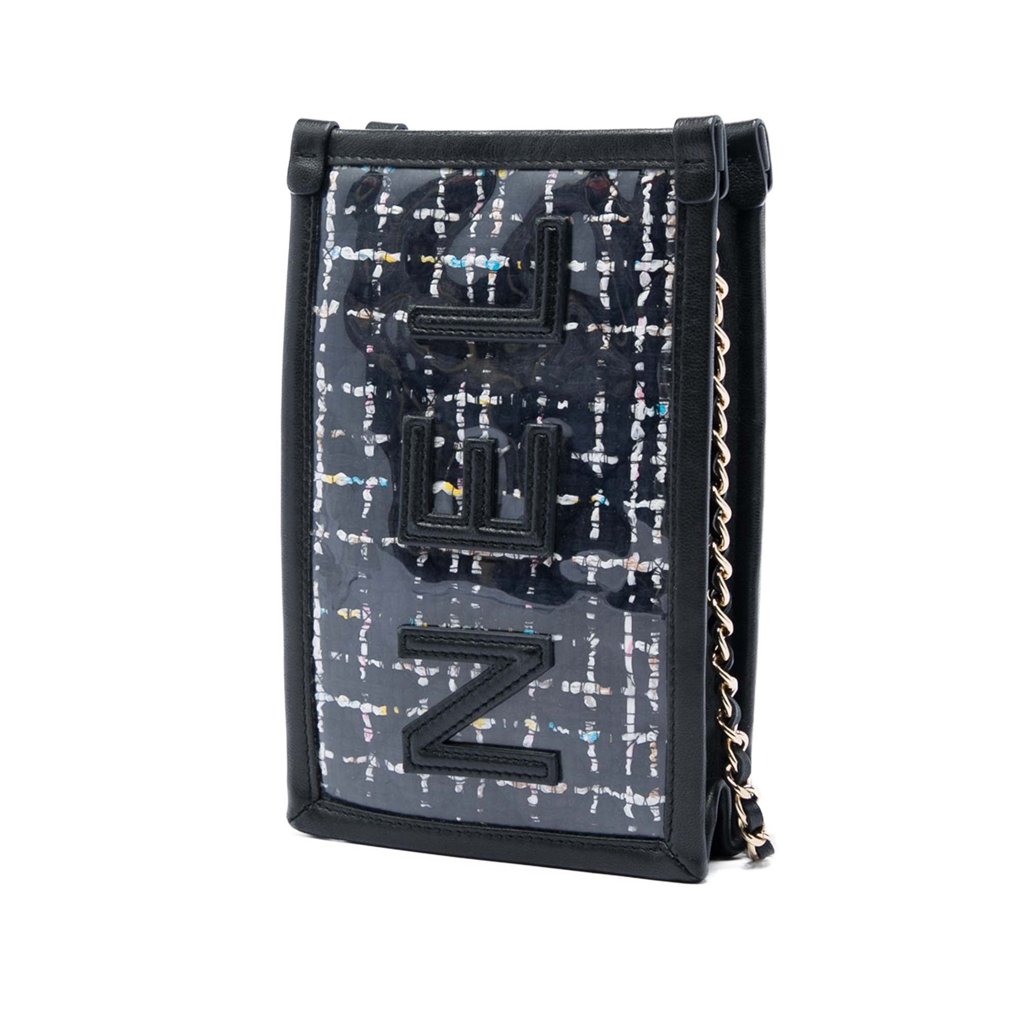 Chanel Tweed and PVC Phone Pouch with Chain - image 2