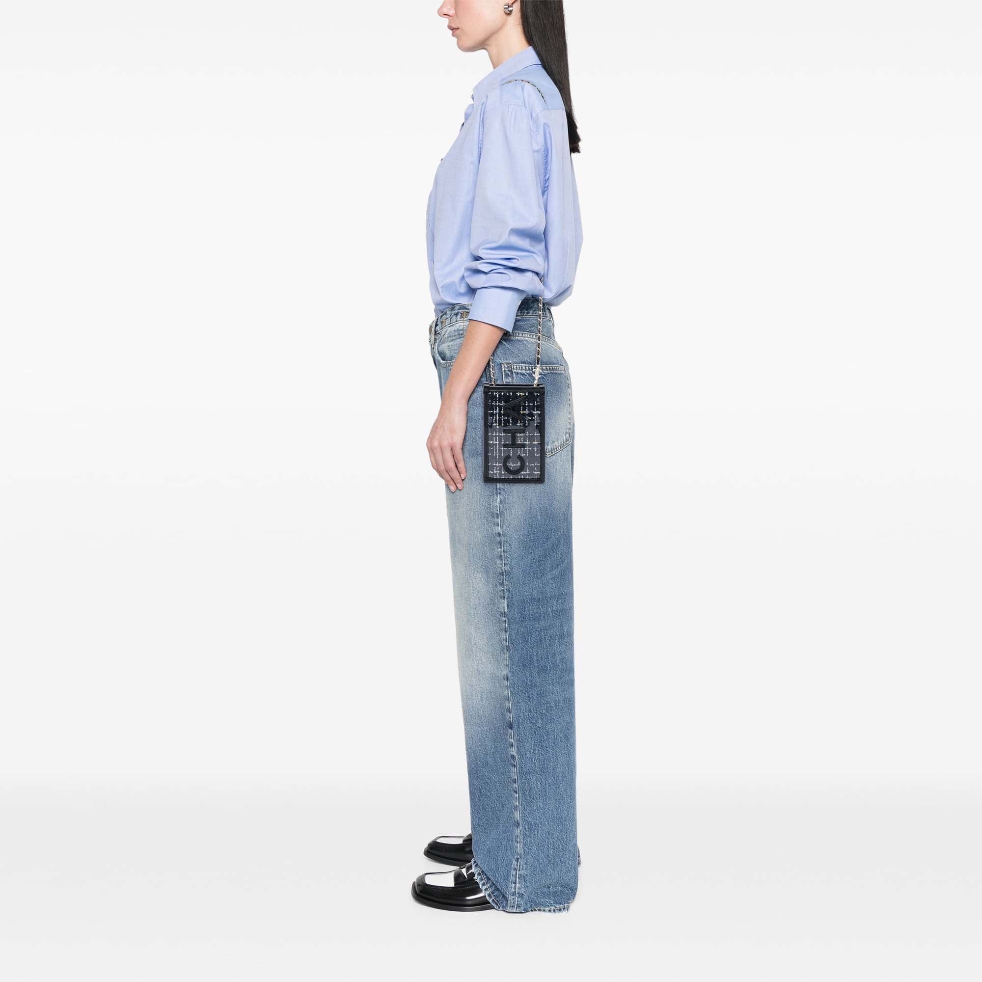 Chanel Tweed and PVC Phone Pouch with Chain - image 6