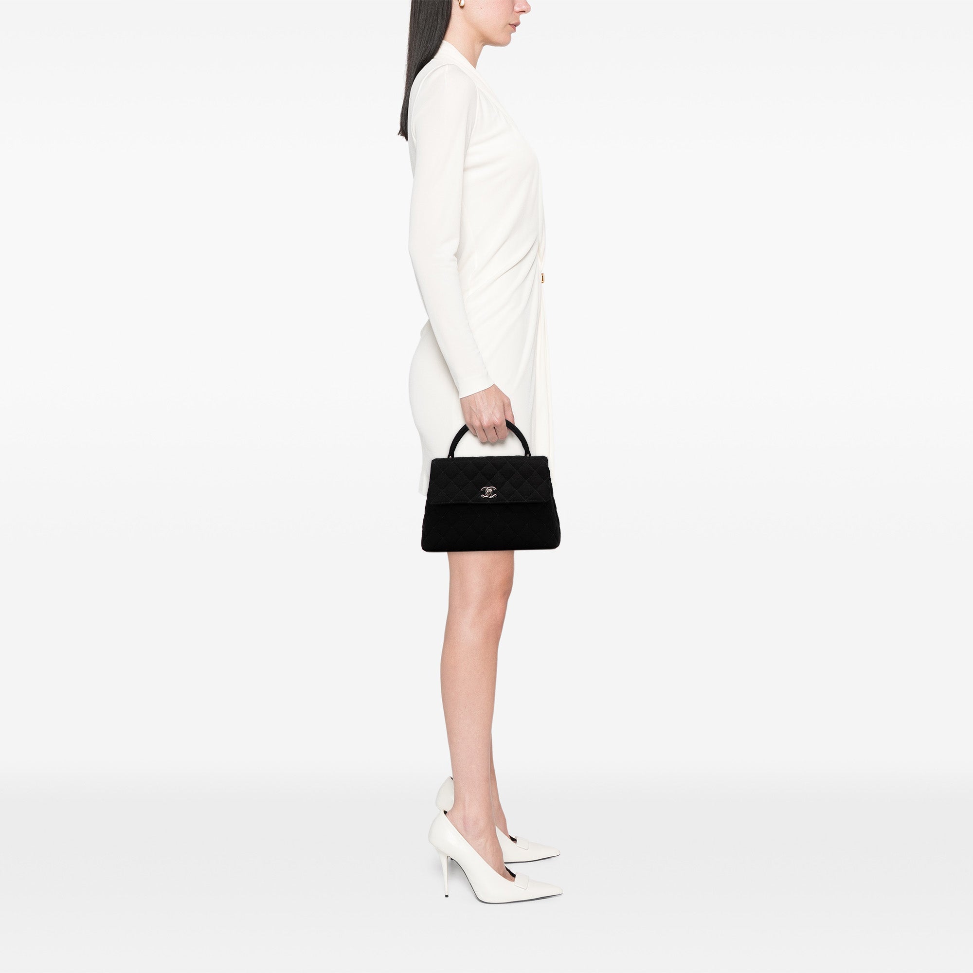 Chanel CC Quilted Jersey Kelly Top Handle Bag - image 10
