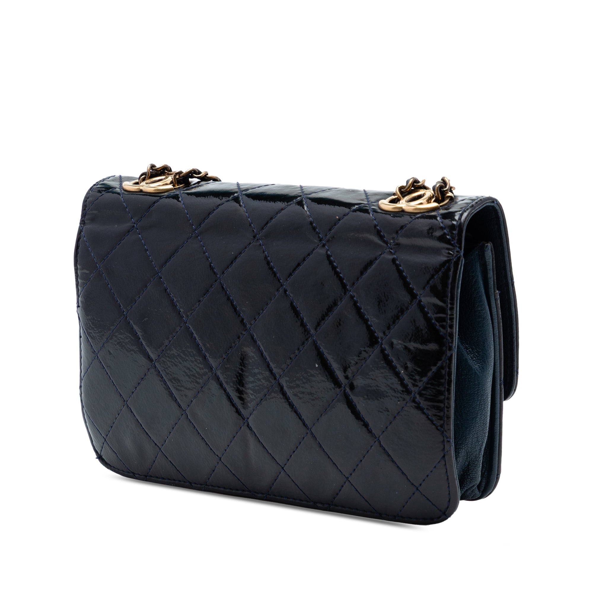 Chanel Quilted Patent and Goatskin CC Eyelet Wallet On Chain - image 2